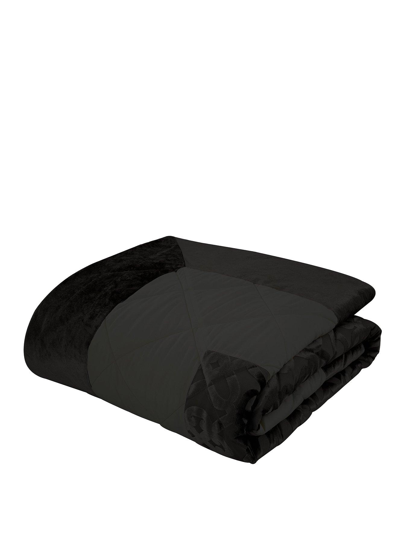 Image 2 of 3 of Catherine Lansfield Lattice Cut Velvet Bedspread Throw - Black