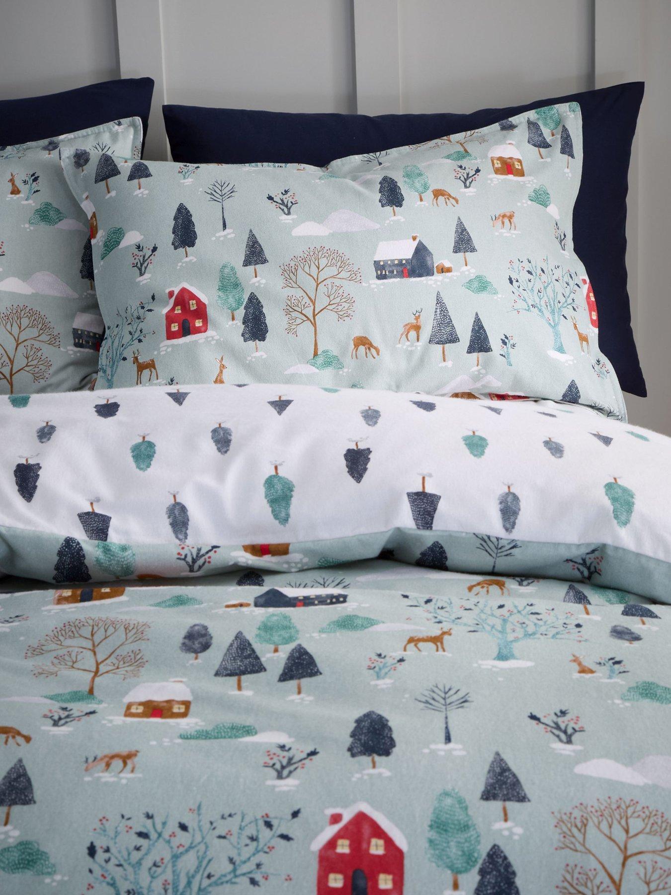 Image 4 of 6 of Bianca Brushed 100% Cotton Winter Scene Christmas Duvet Set