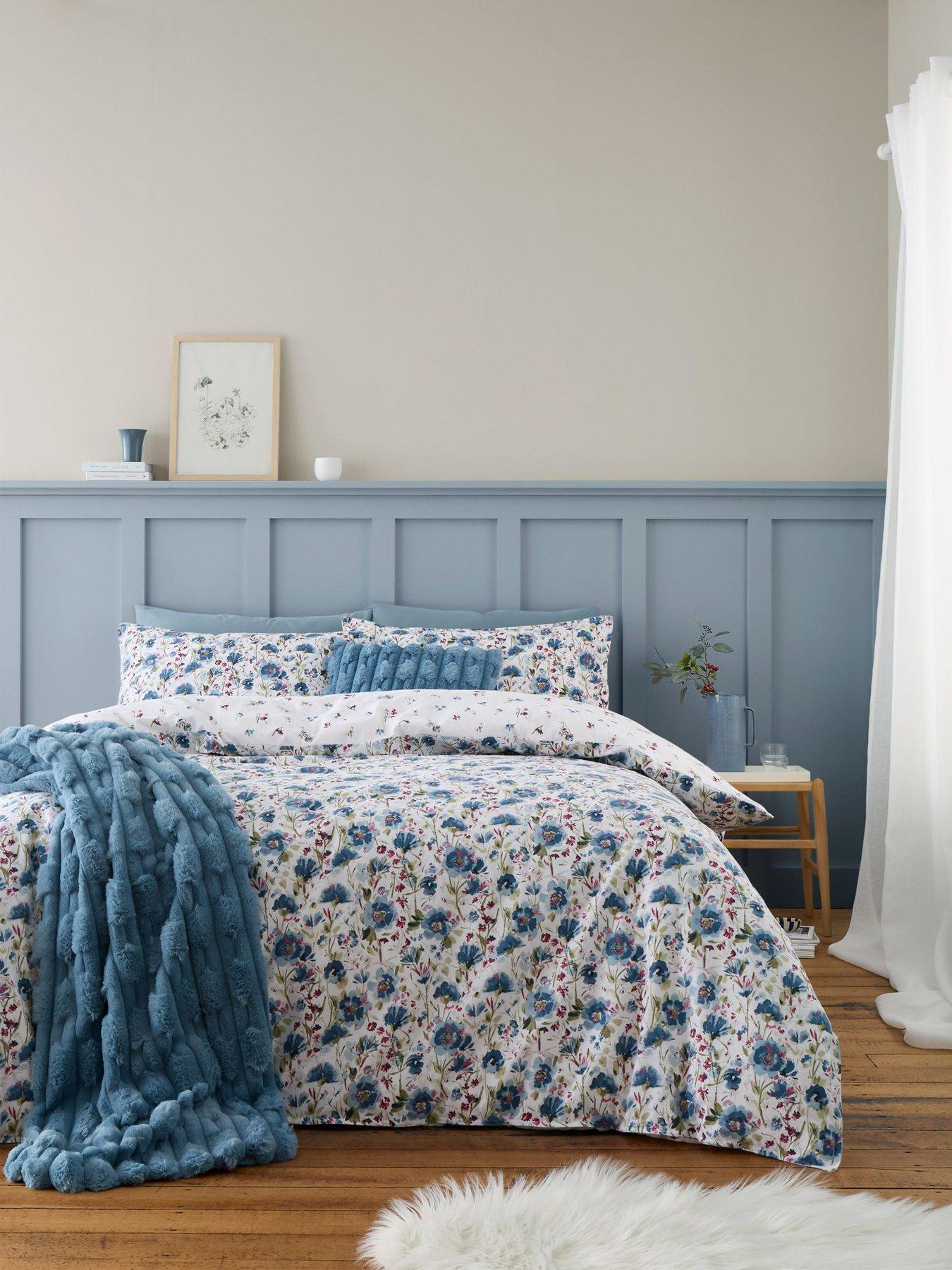  image of bianca-brushed-100-cotton-ophelia-floral-duvet-cover-set
