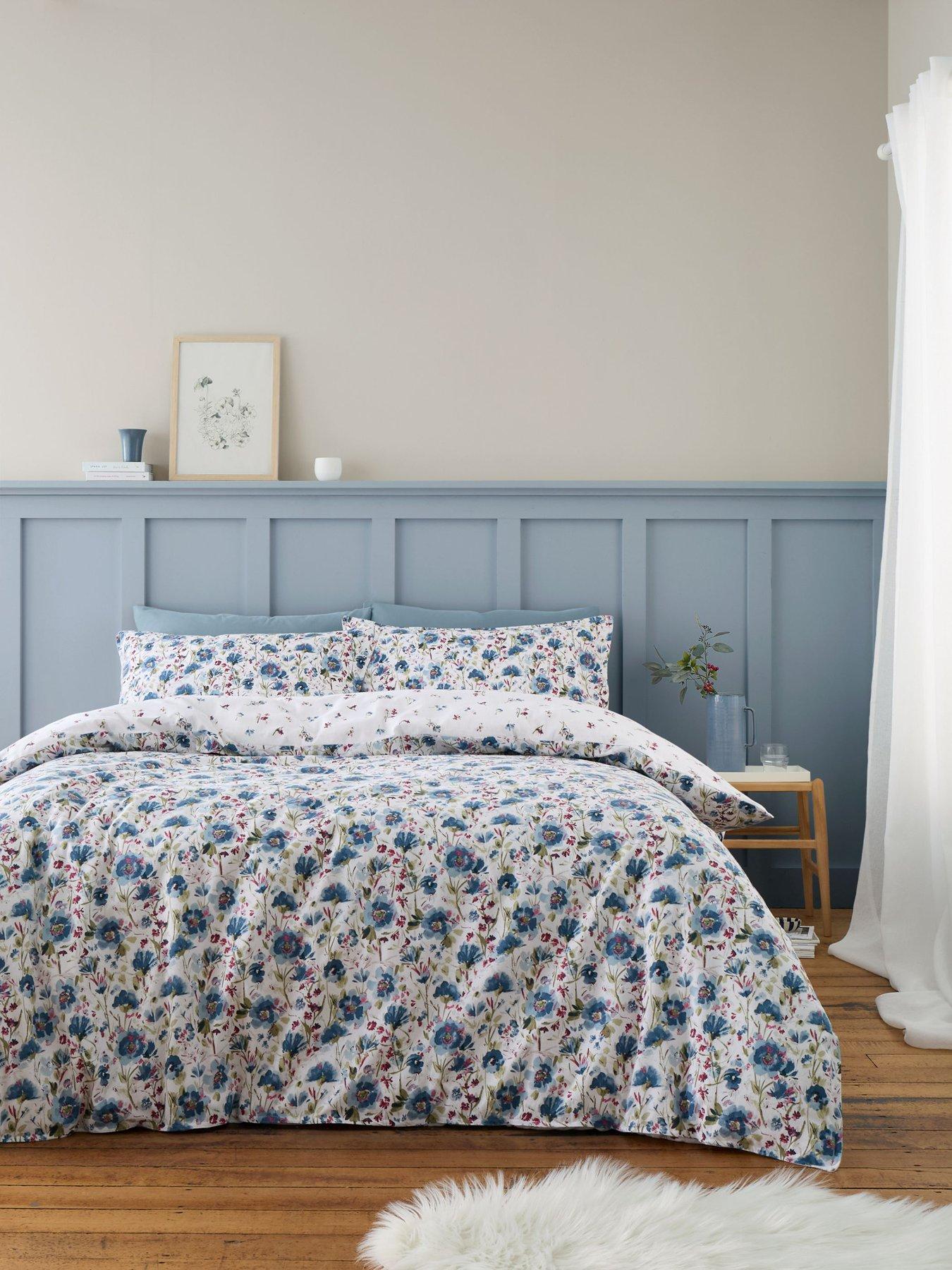  image of bianca-brushed-100-cotton-ophelia-floral-duvet-cover-set
