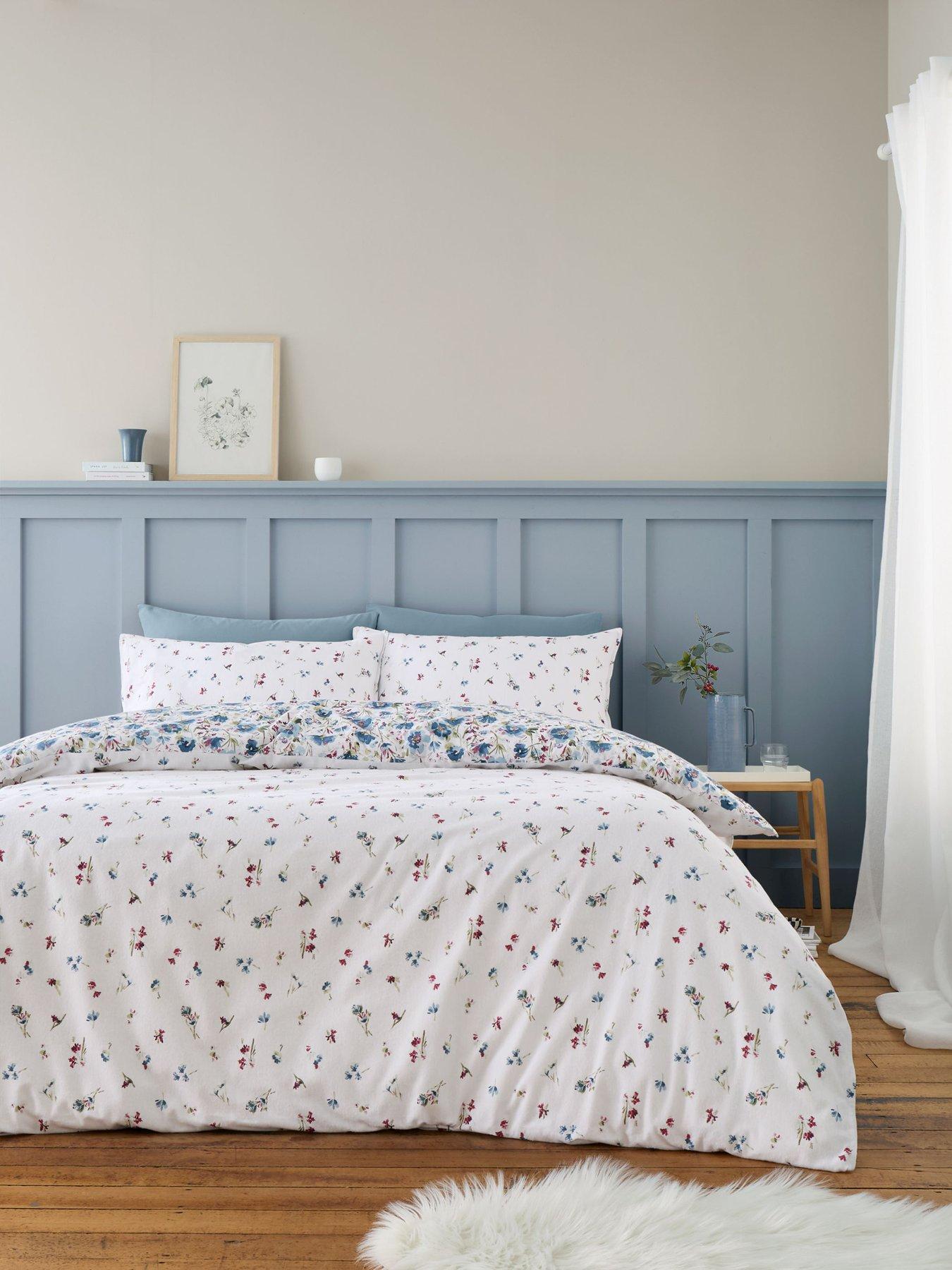  image of bianca-brushed-100-cotton-ophelia-floral-duvet-cover-set
