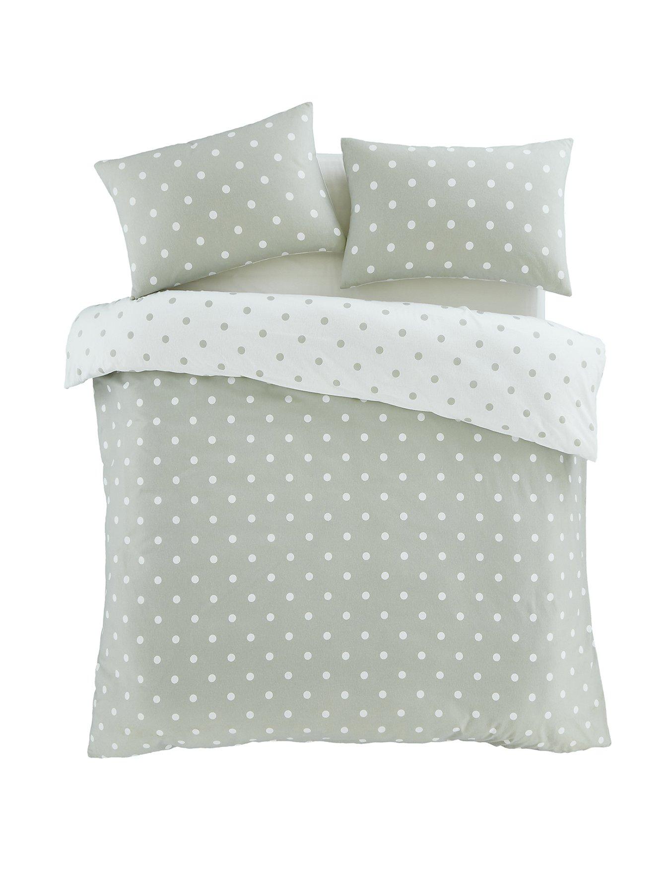  image of catherine-lansfield-polka-dot-100-brushed-cotton-duvet-set