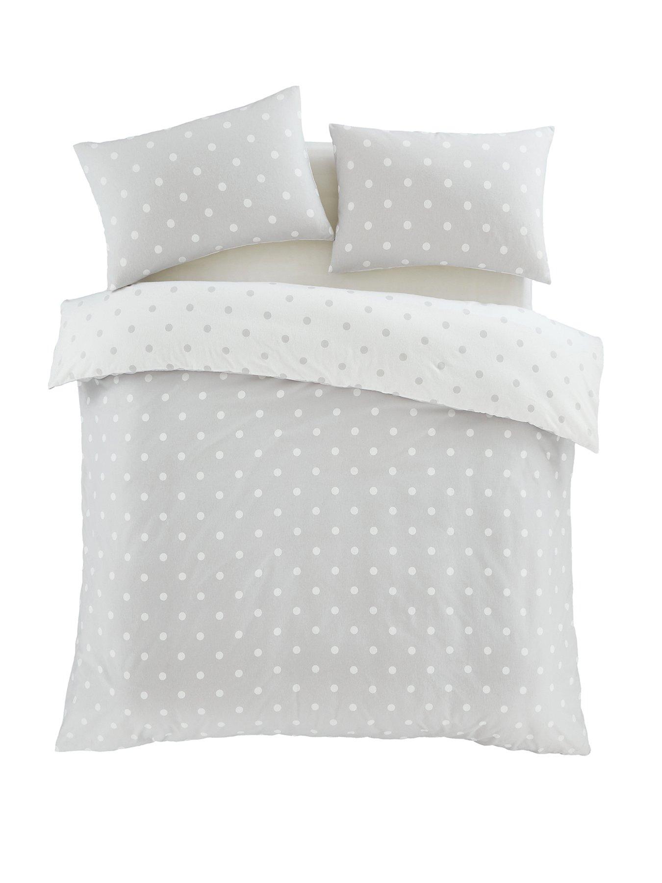  image of catherine-lansfield-polka-dot-100-brushed-cotton-duvet-set