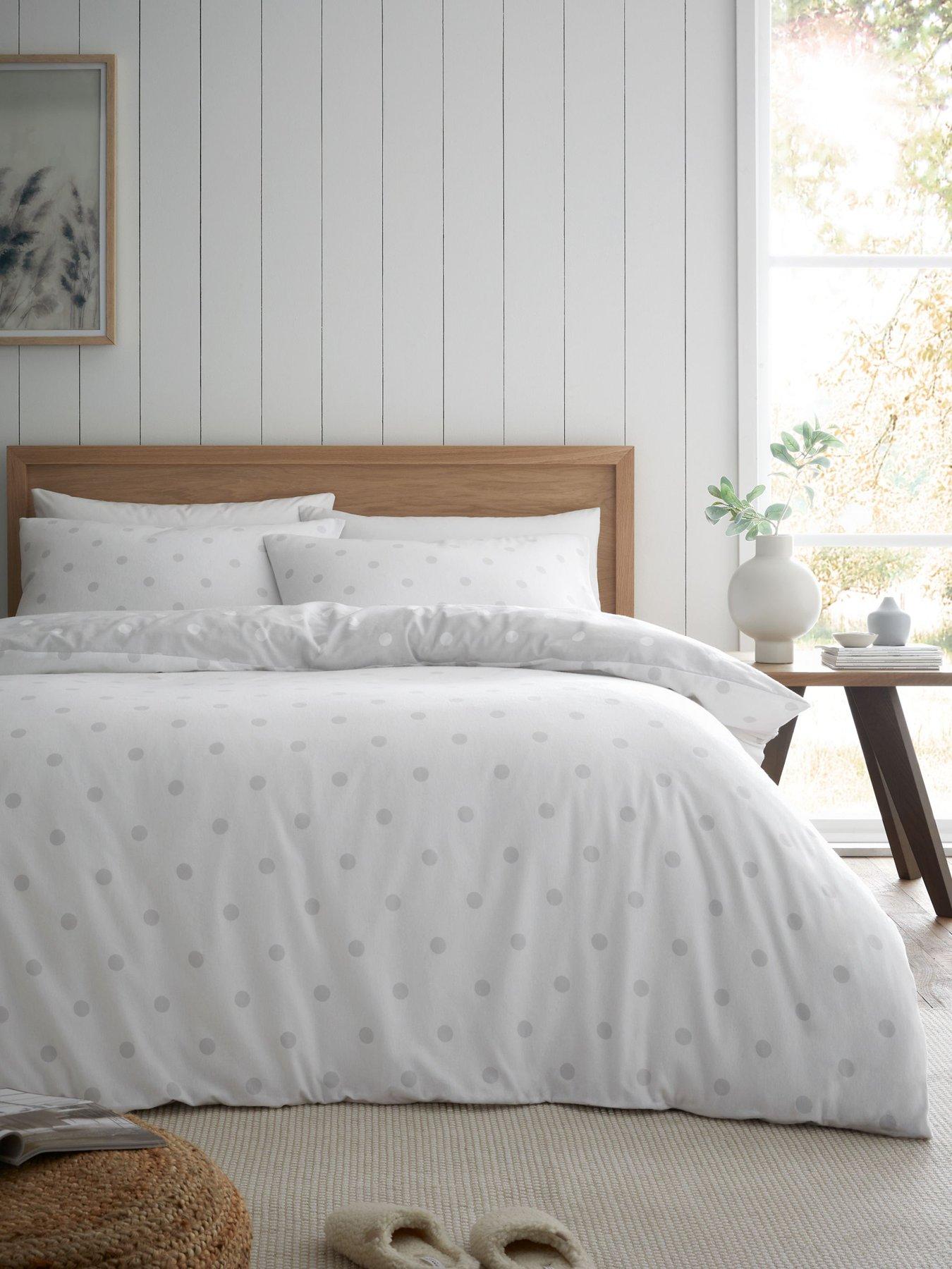  image of catherine-lansfield-polka-dot-100-brushed-cotton-duvet-set