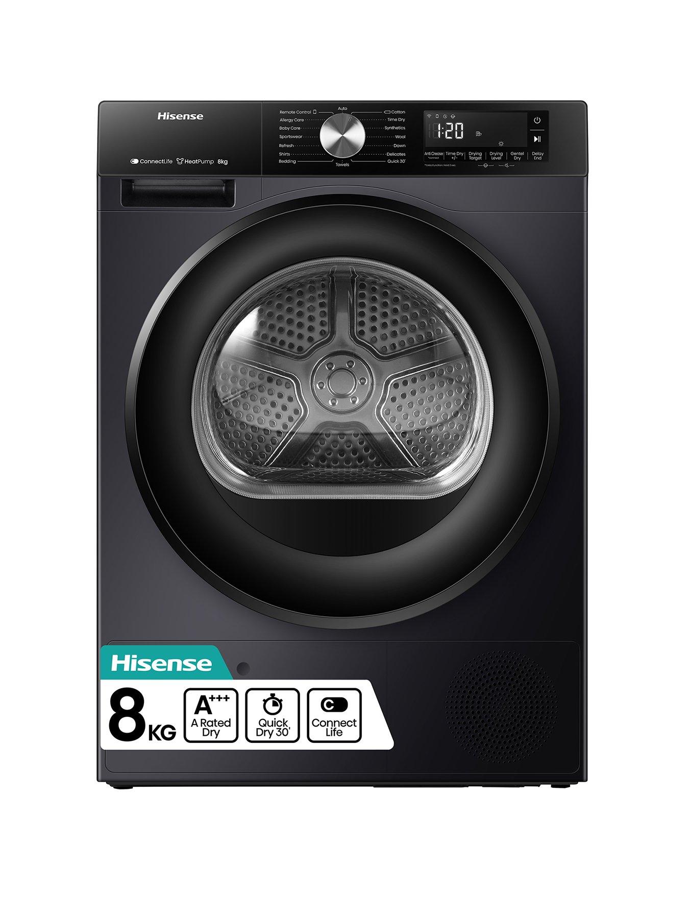 hisense-3s-series-dh3s802bb3-wifi-enabled-8-kg-a-rated-heat-pump-tumble-dryer--black