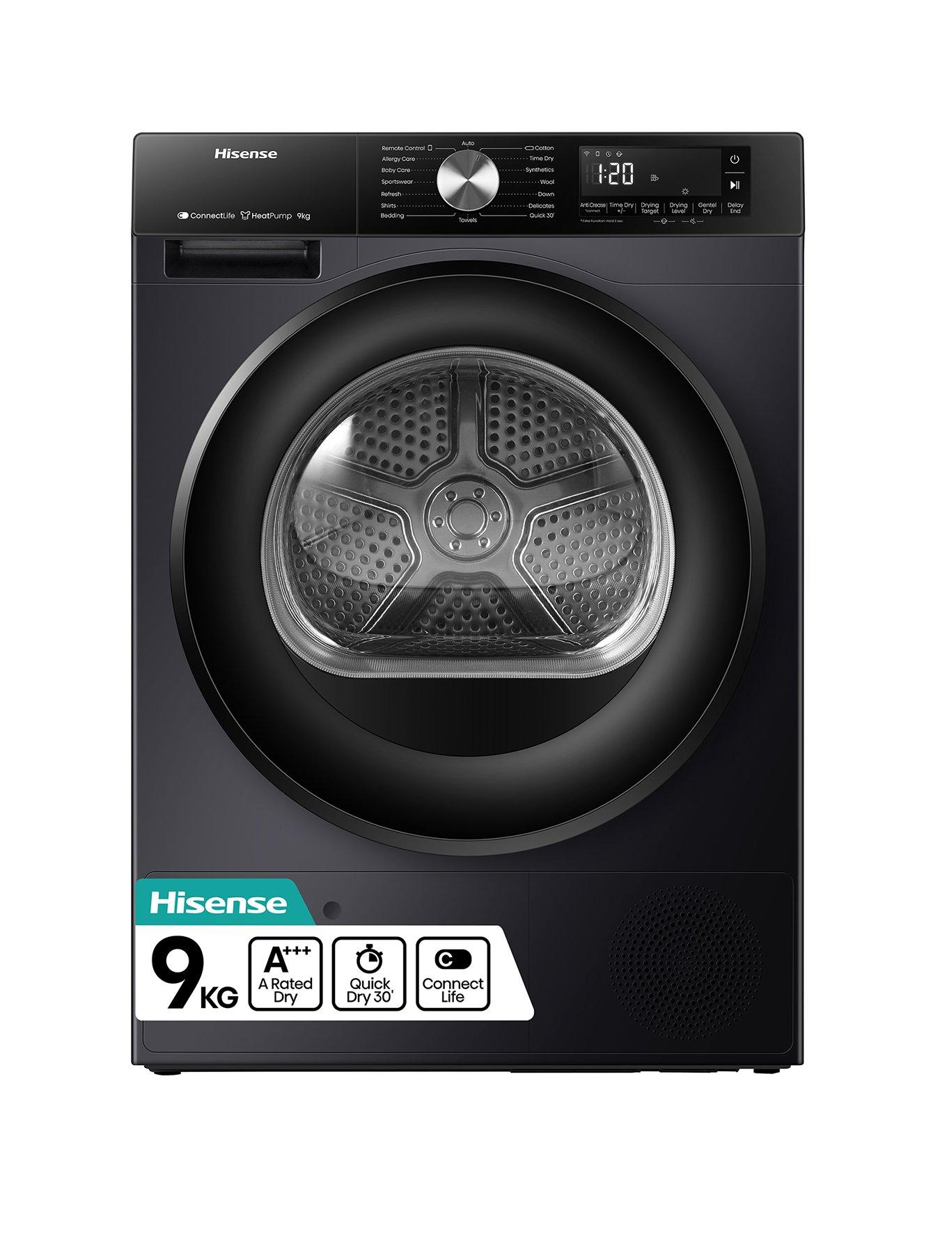 Hisense 3S Series DH3S902BB3 WiFi-enabled, 9 kg Load, A+++ Rated Heat Pump Tumble Dryer- Black