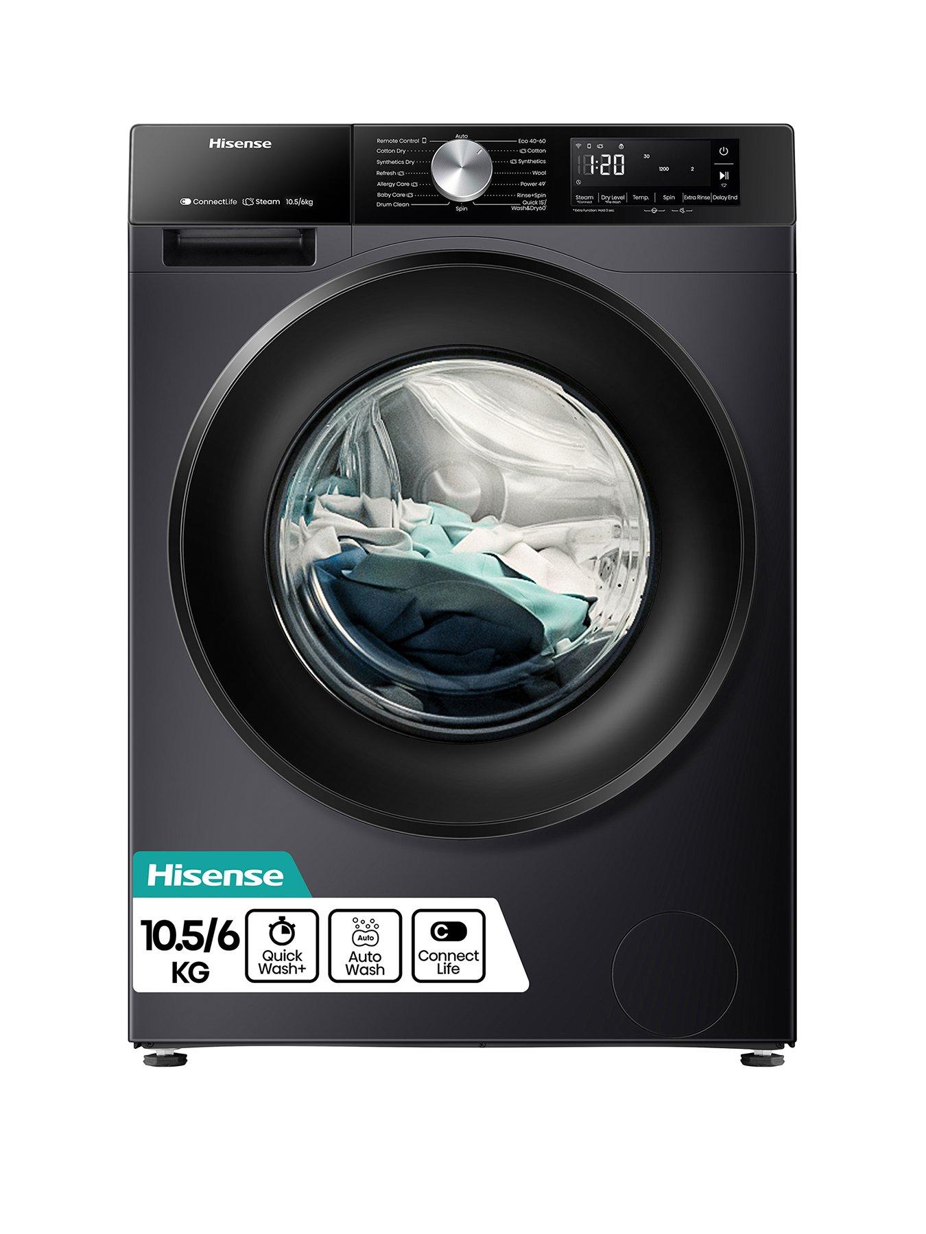  image of hisense-3s-series-wd3s1043bb3-wifi-enabled-10kg-wash-6kg-drynbsp1400-spin-washer-dryer-black