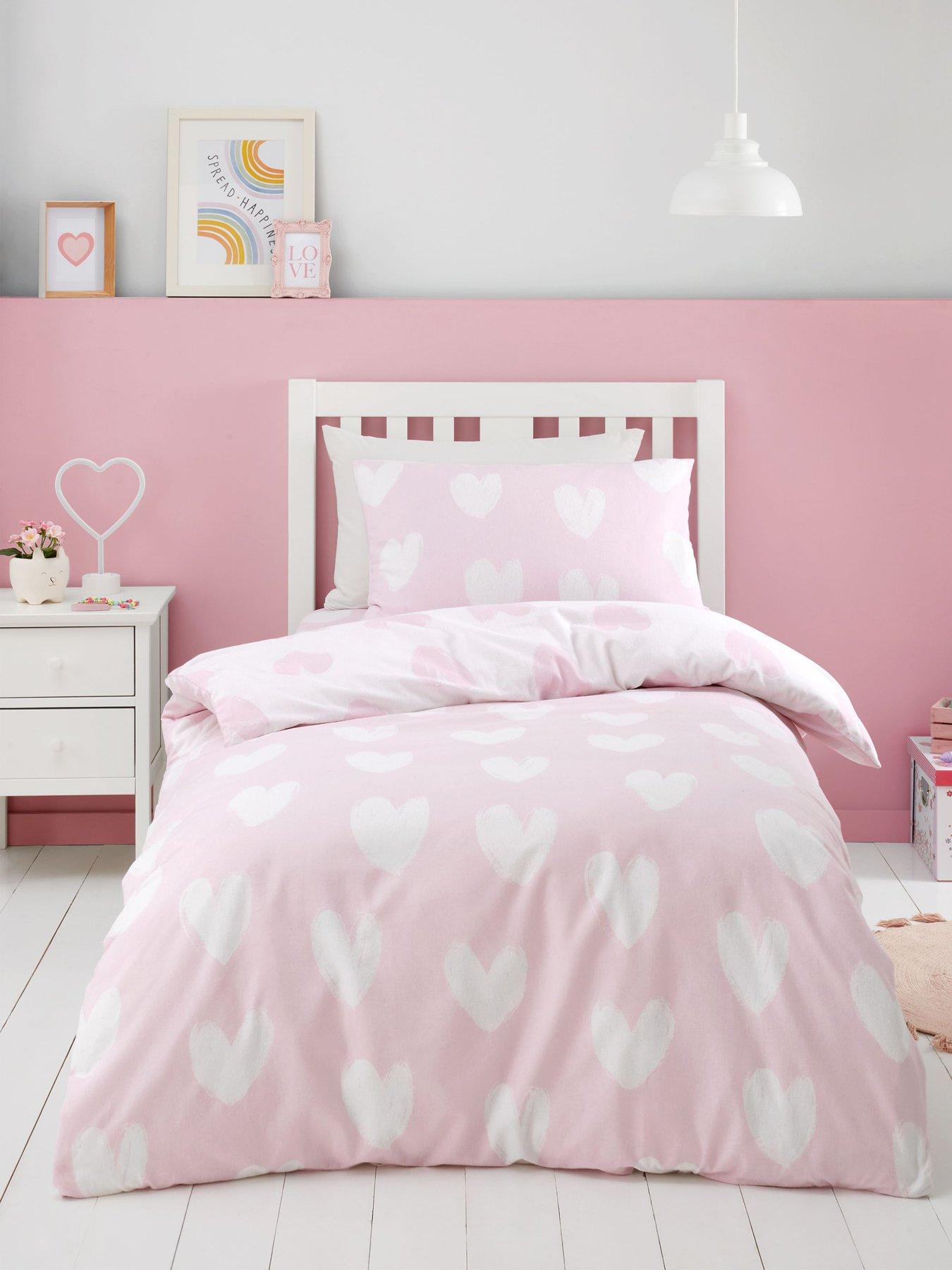 Buy Catherine Lansfield Pink Rainbow Hearts Cosy Fleece Duvet Cover Set