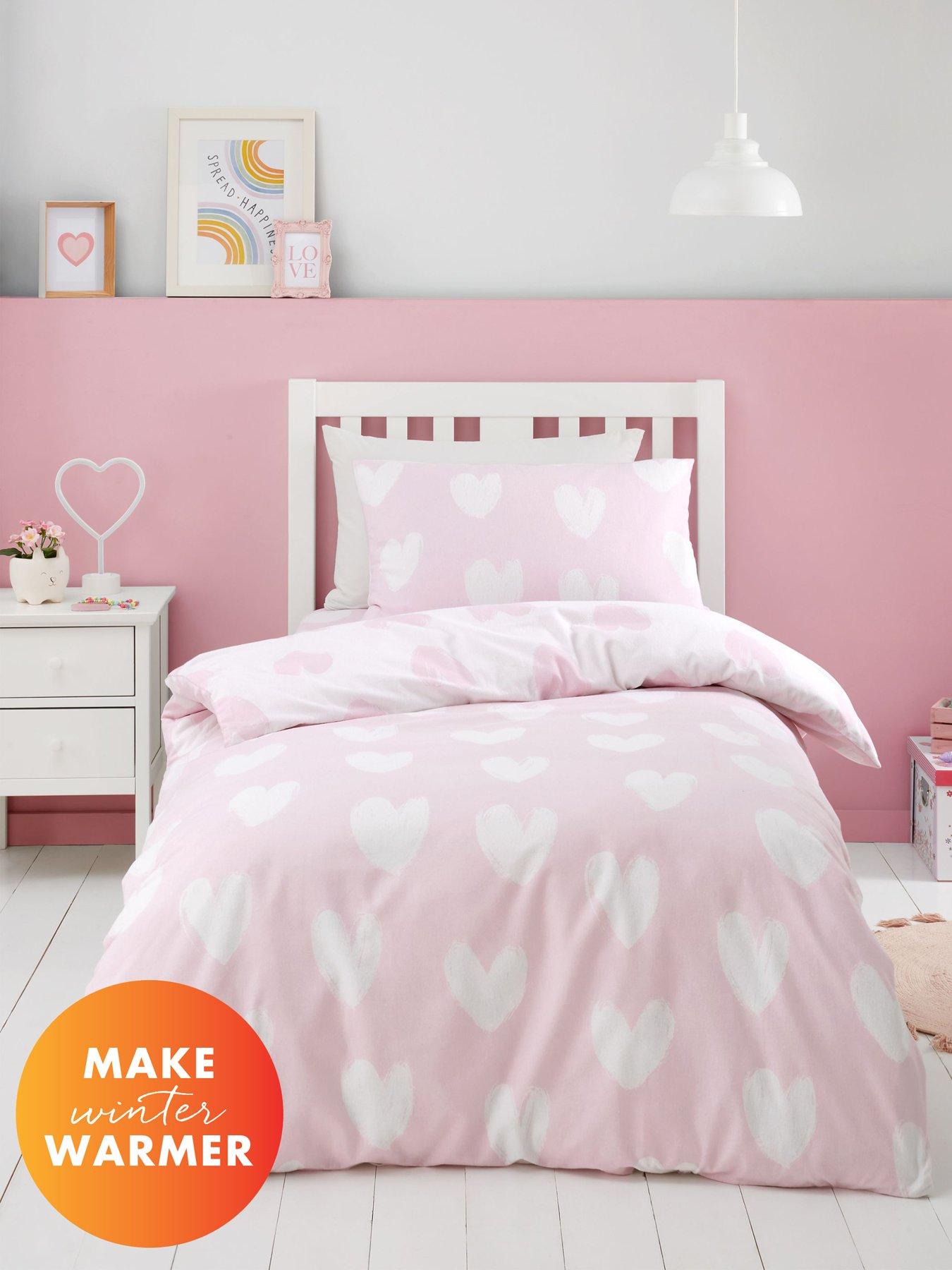 image of catherine-lansfield-hearts-100-brushed-cotton-duvet-set