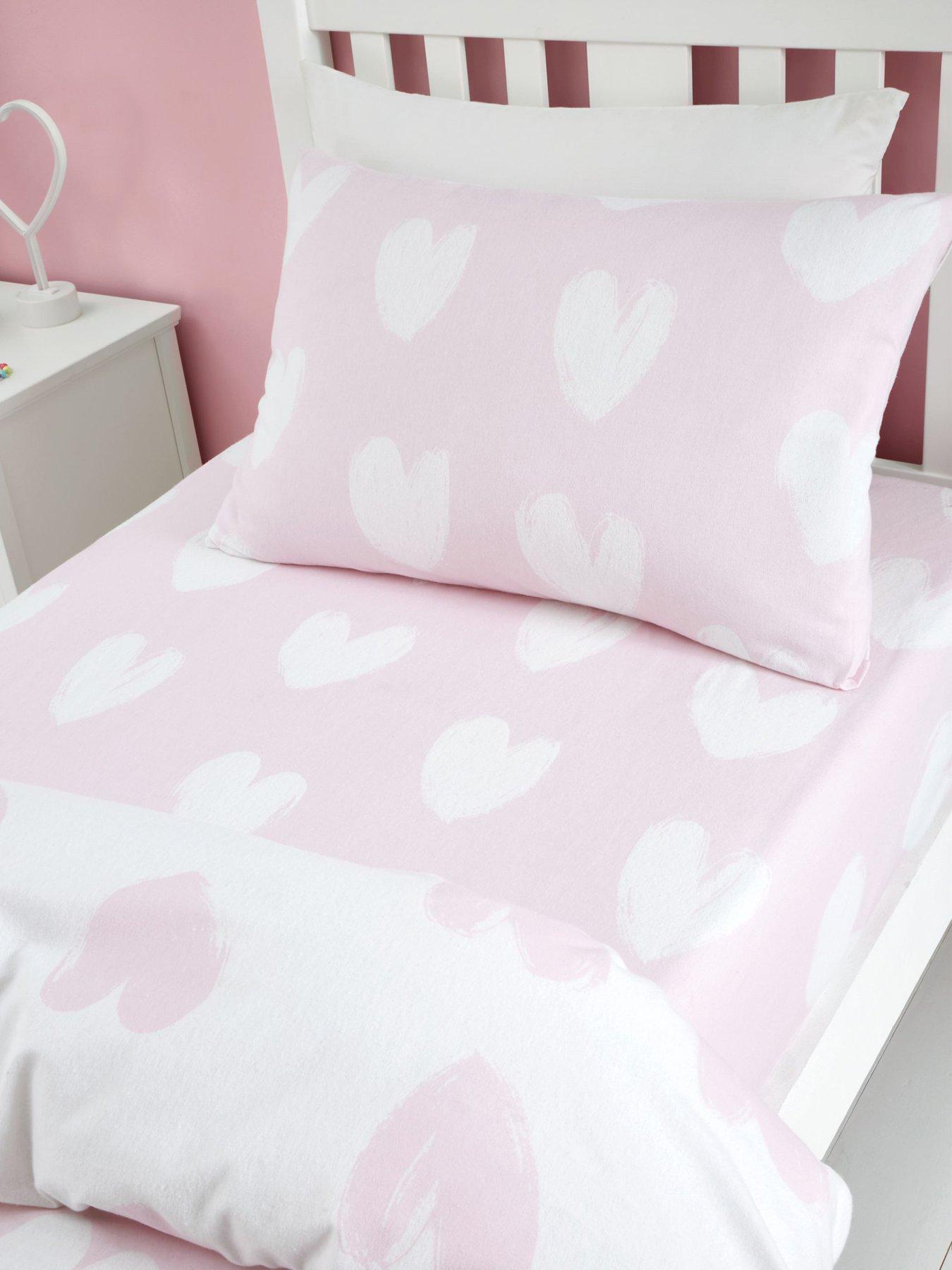  image of catherine-lansfield-brushed-hearts-fitted-sheet