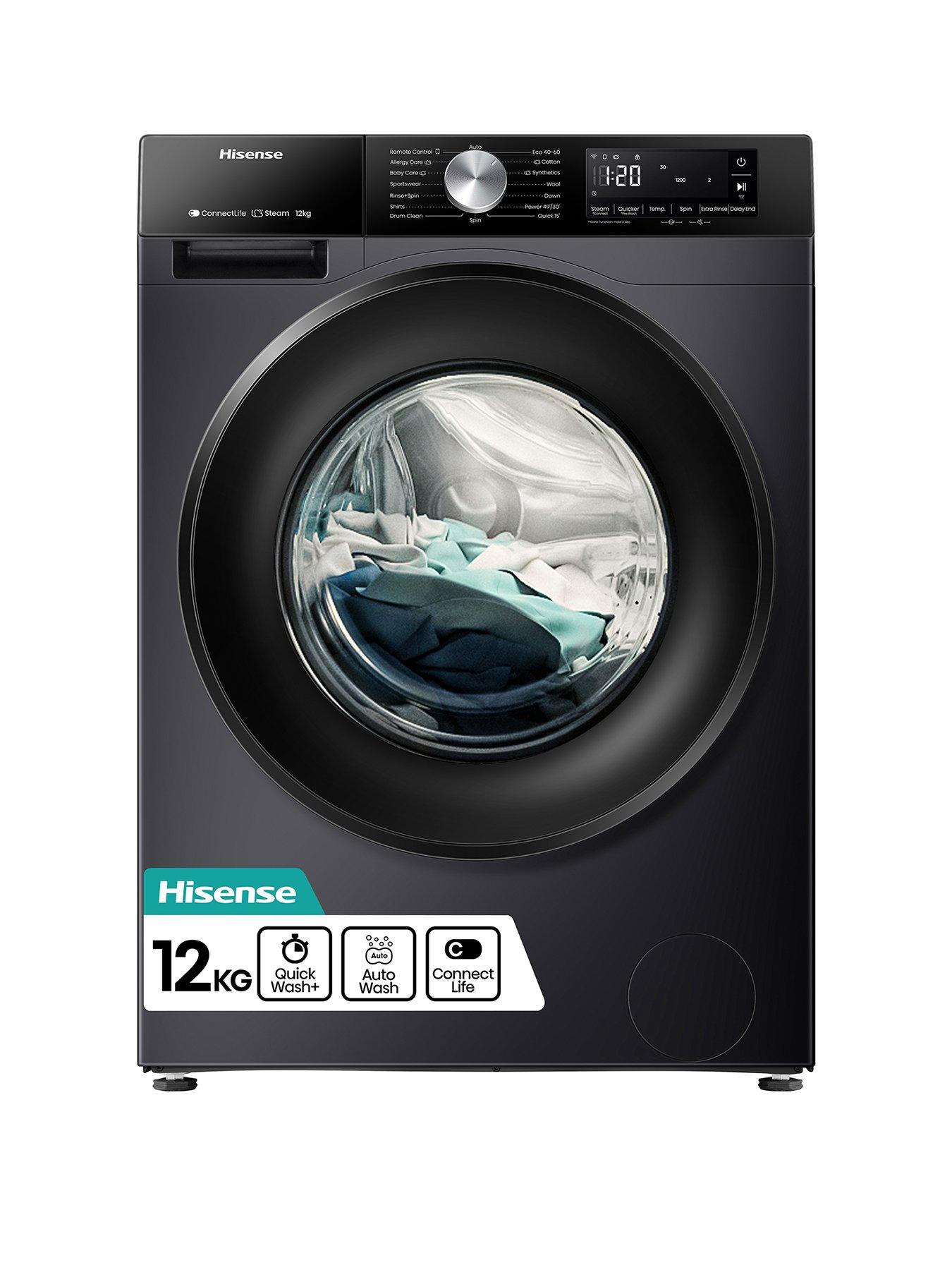 Image 1 of 8 of Hisense 3S Series WF3S1243BB3 WiFi-enabled 12kg Wash, 1400 Spin Washing Machine - Black