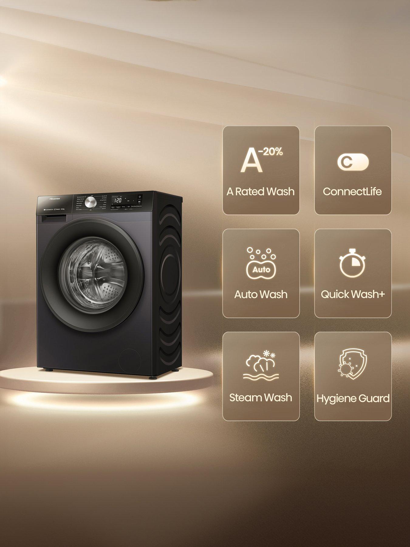  image of hisense-3s-series-wf3s1043bb3-wifi-enabled-10-kg-1400-spin-washing-machine-black