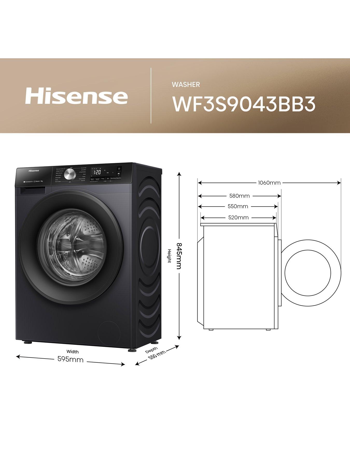  image of hisense-3s-series-wf3s9043bb3-wifi-enabled-9kg-wash-1400-spin-washing-machine-black