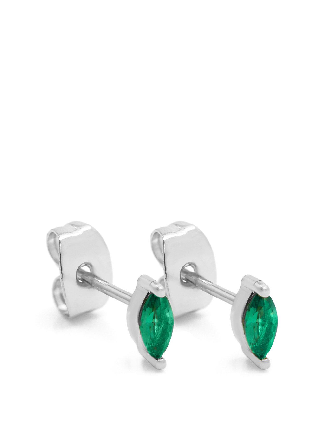 say-it-with-green-cz-marquise-stud-earrings-silver