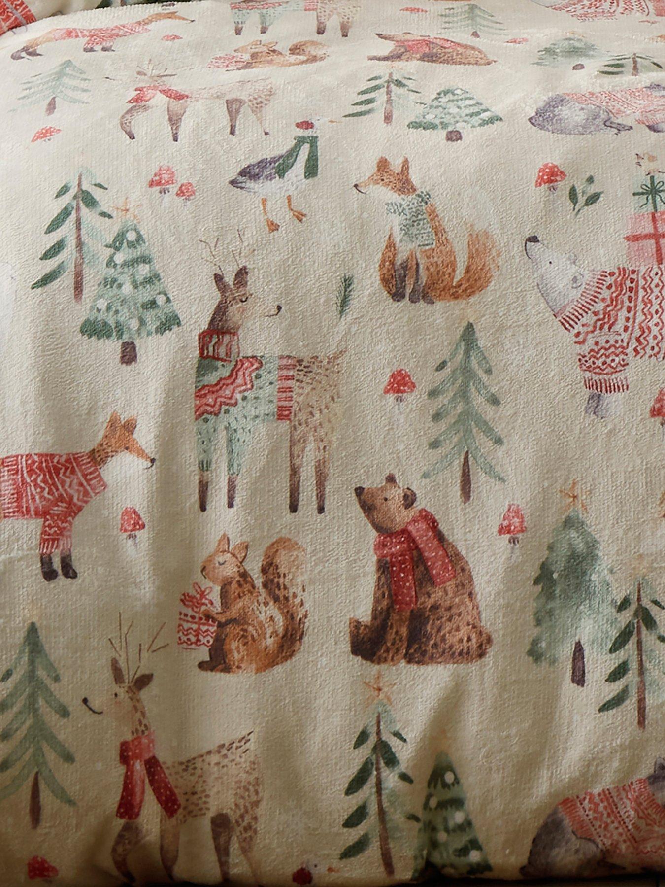 Image 3 of 4 of Fusion Christmas Woodland Animals Plush Duvet Set - Natural