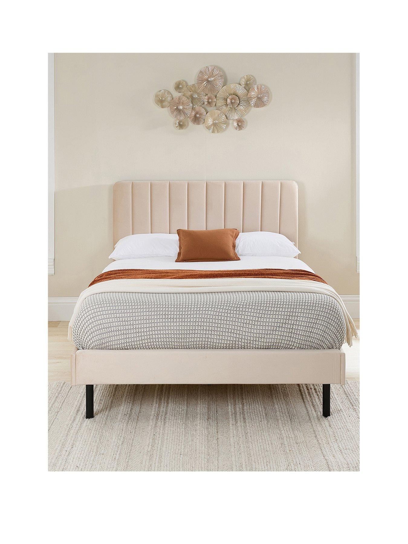  image of aspire-rosella-soft-velvet-bed-frame-cream