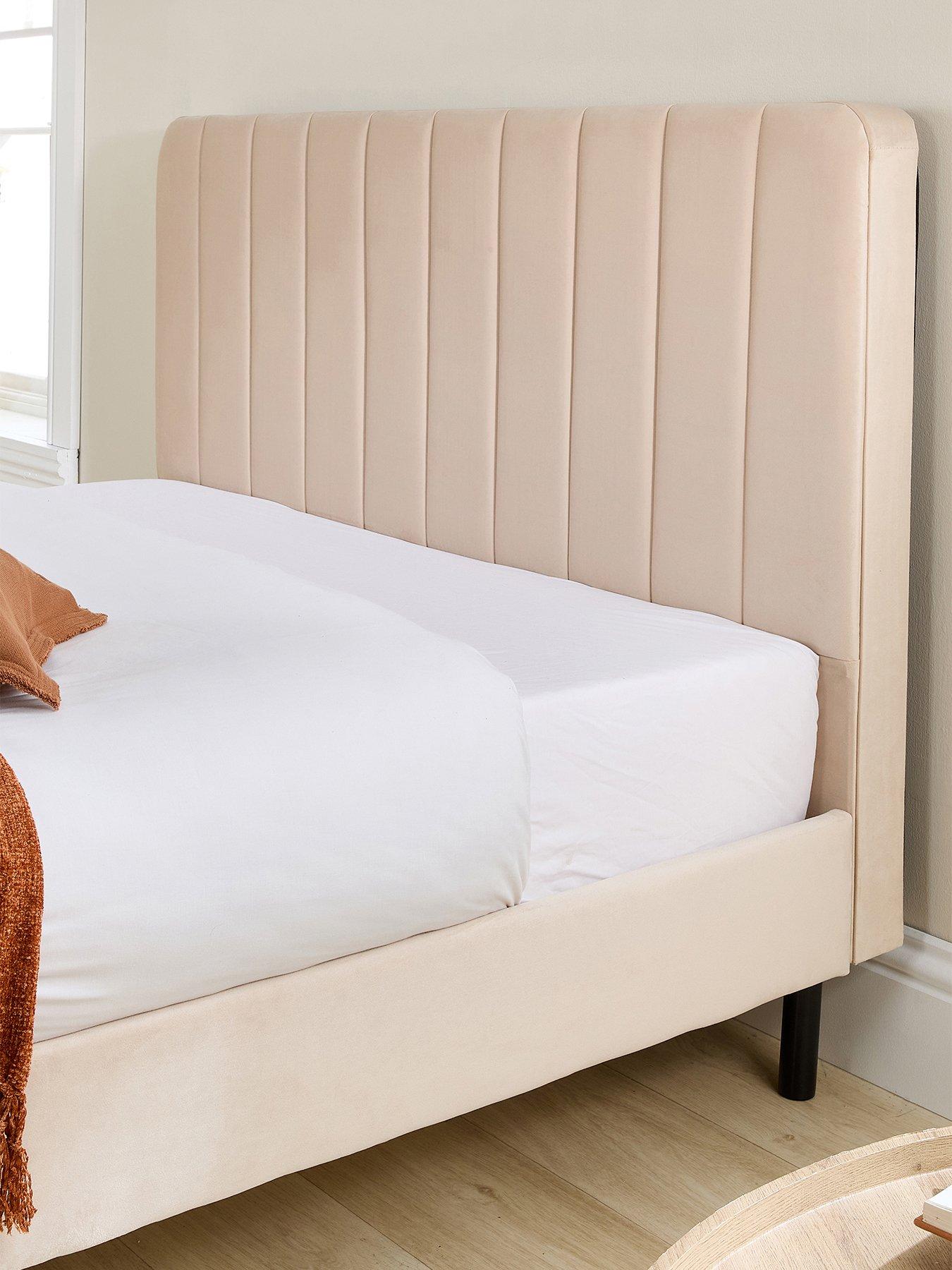  image of aspire-rosella-soft-velvet-bed-frame-cream