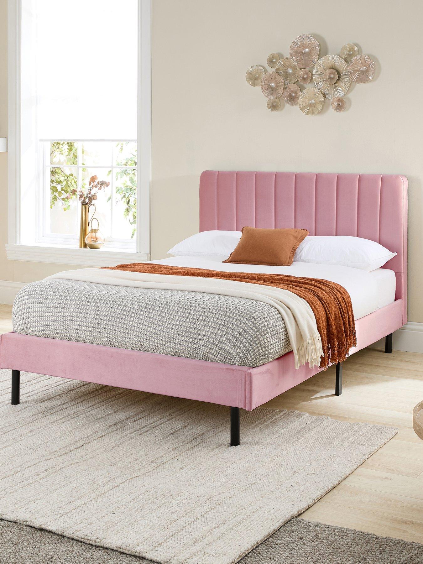 Image 1 of 3 of Aspire Rosella Soft Velvet Bed Frame - Pink
