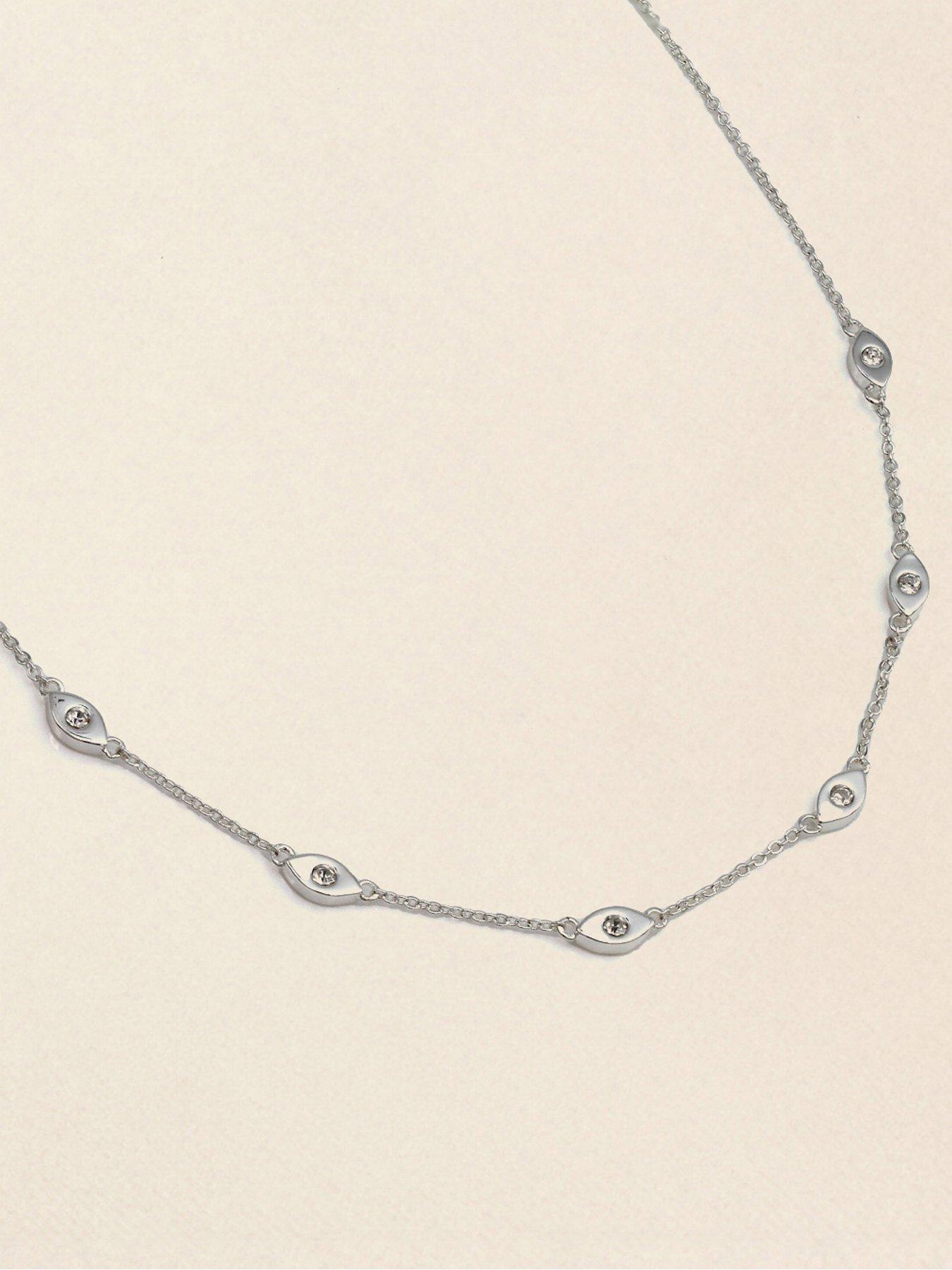  image of say-it-with-evil-eye-charm-necklace-silver