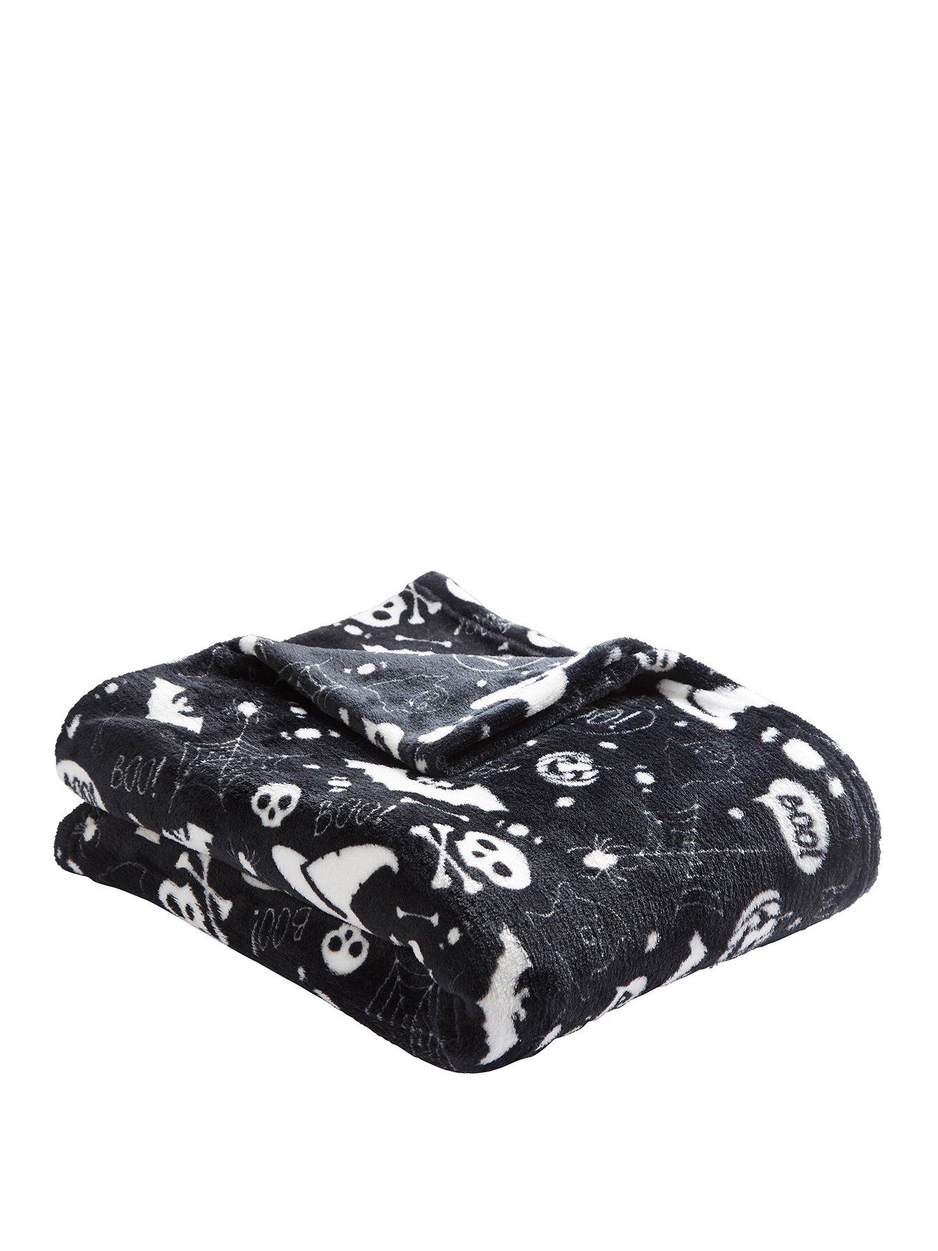  image of bedlam-boo-fleece-halloween-throw-black