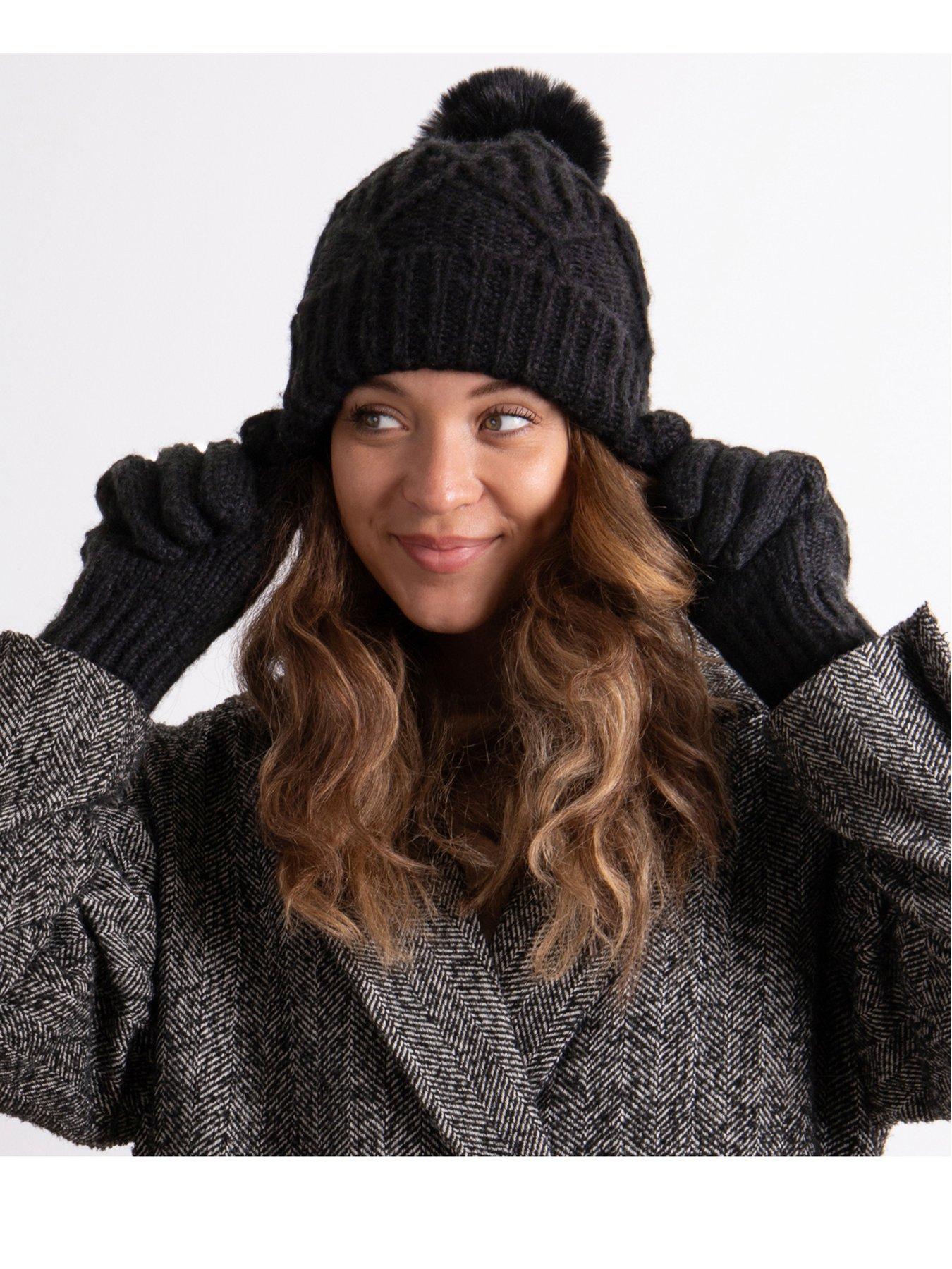  image of totes-knitted-hat-and-glove-set