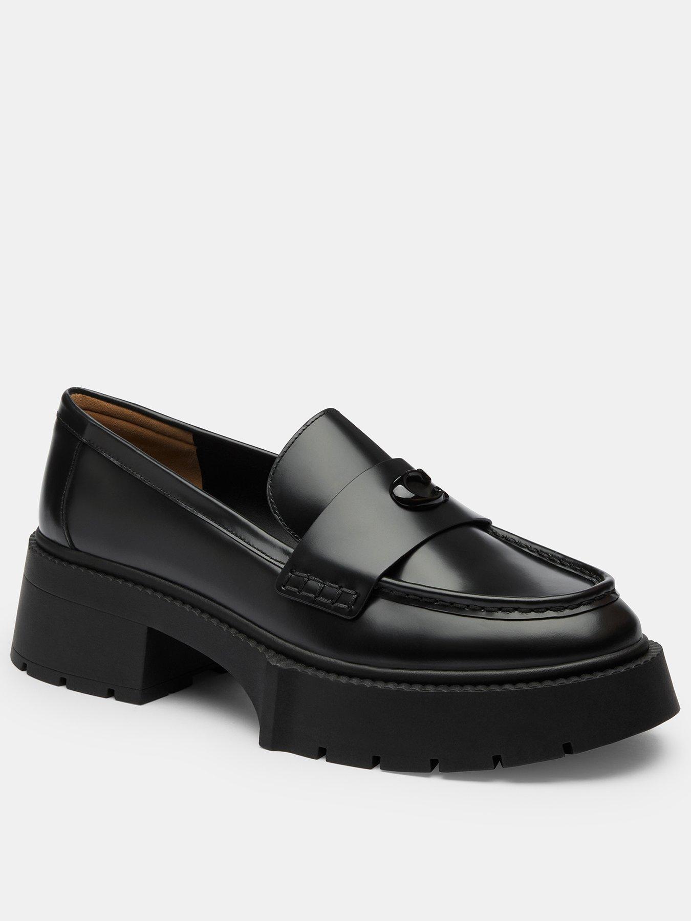 undefined Leah Platform Leather Loafers - Black