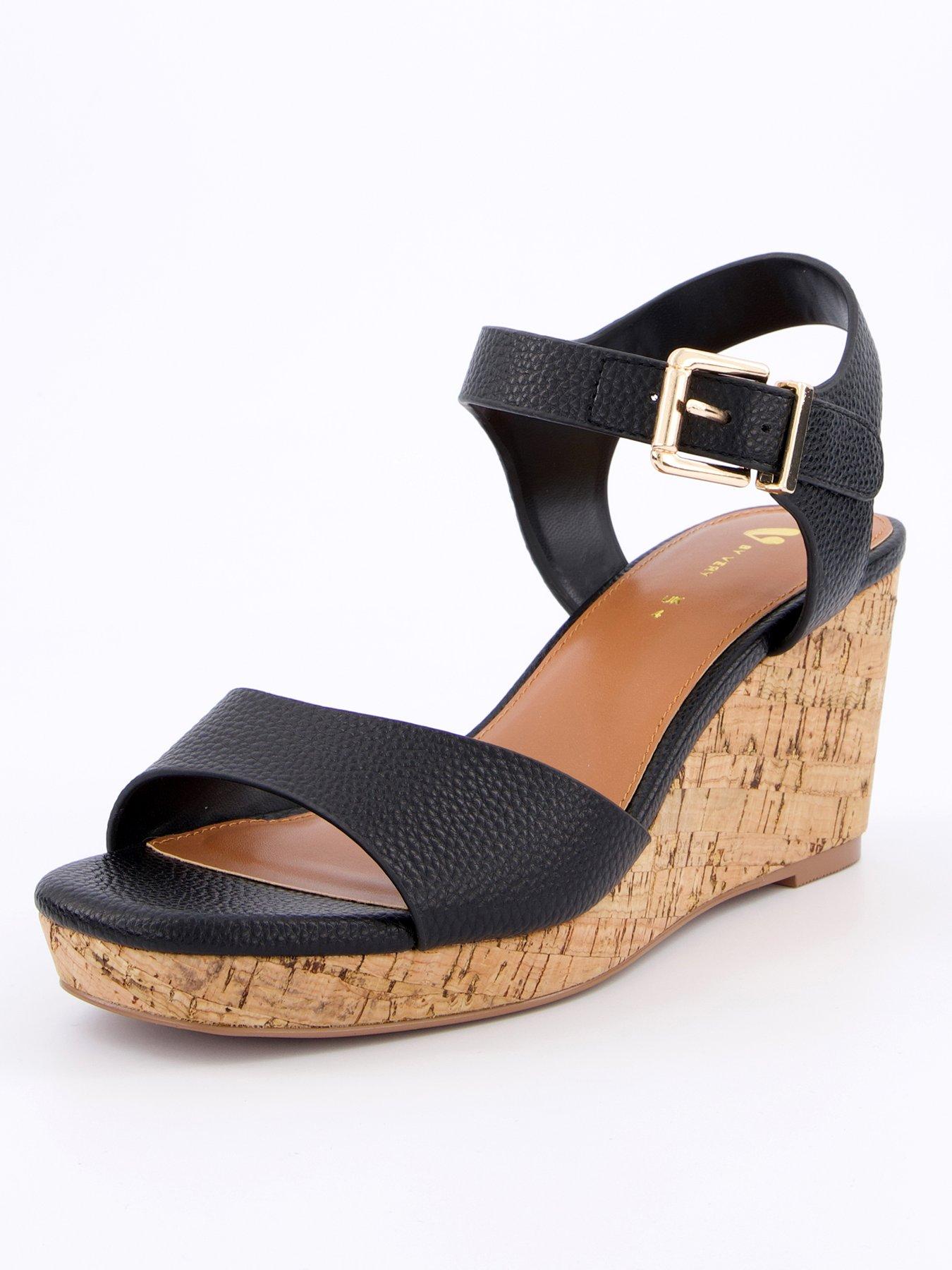  image of v-by-very-midi-wedge-sandals-black