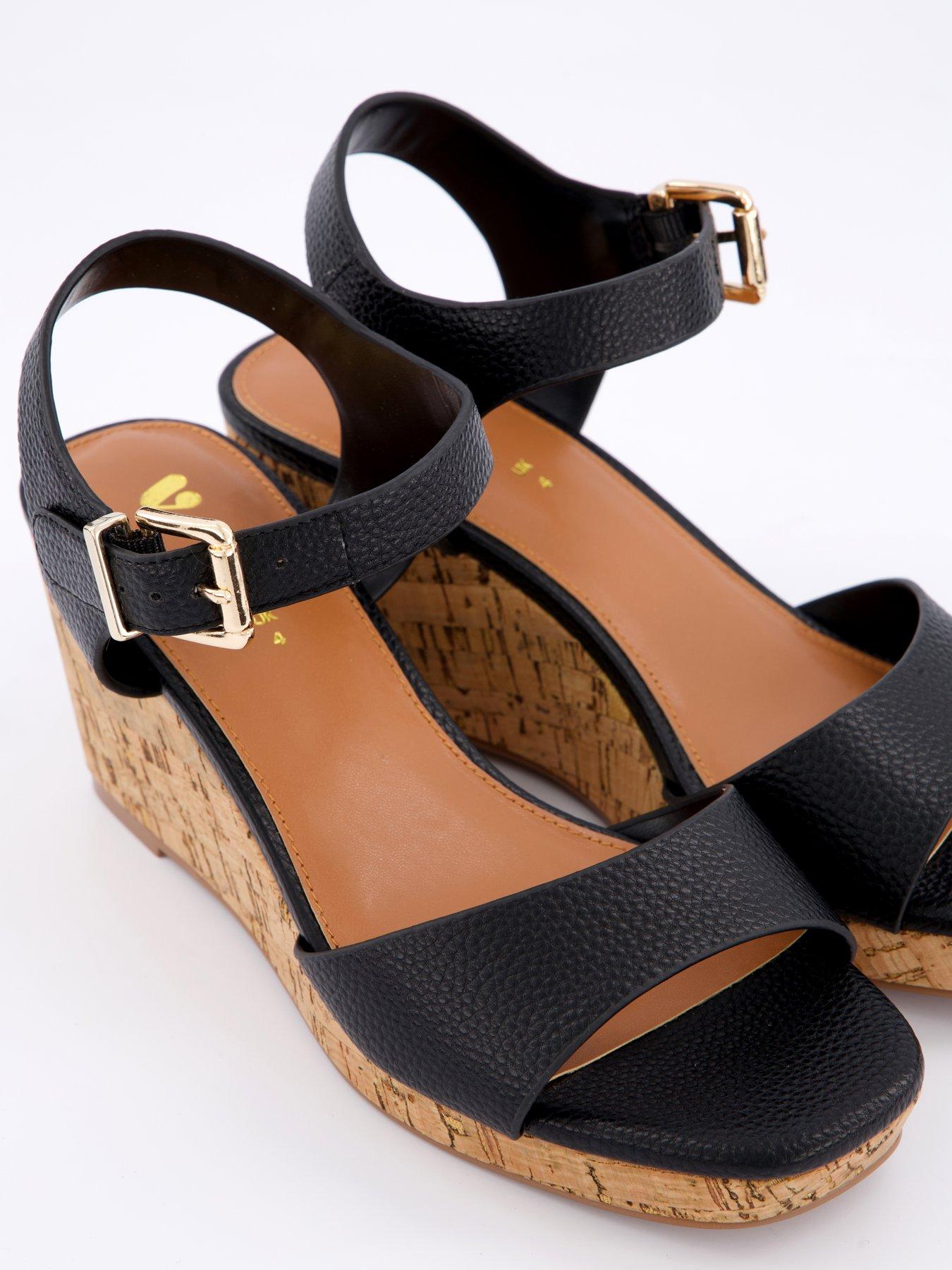  image of v-by-very-midi-wedge-sandals-black