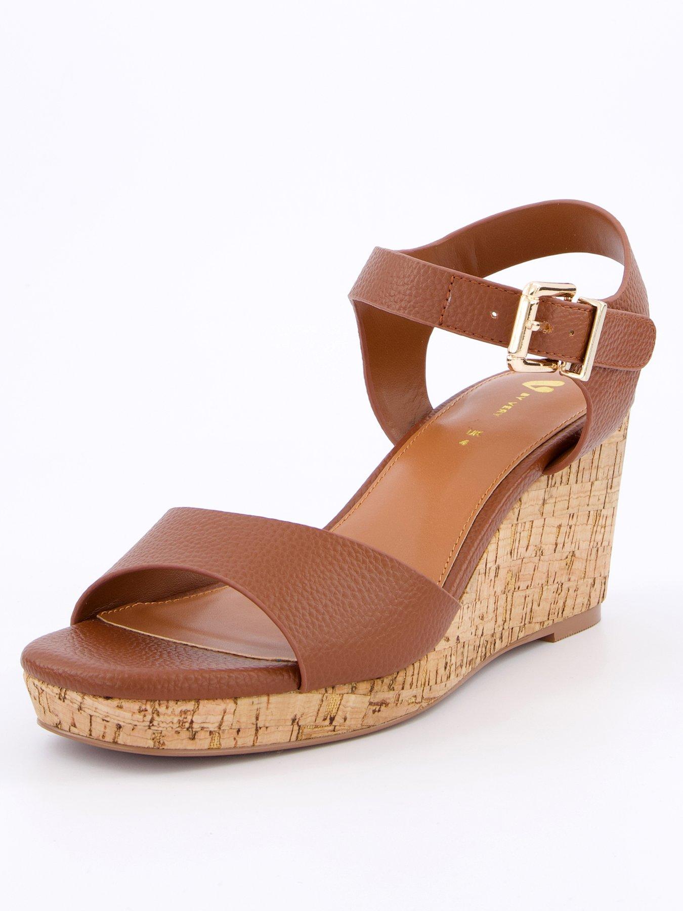  image of v-by-very-mid-wedge-sandals-brown-tan