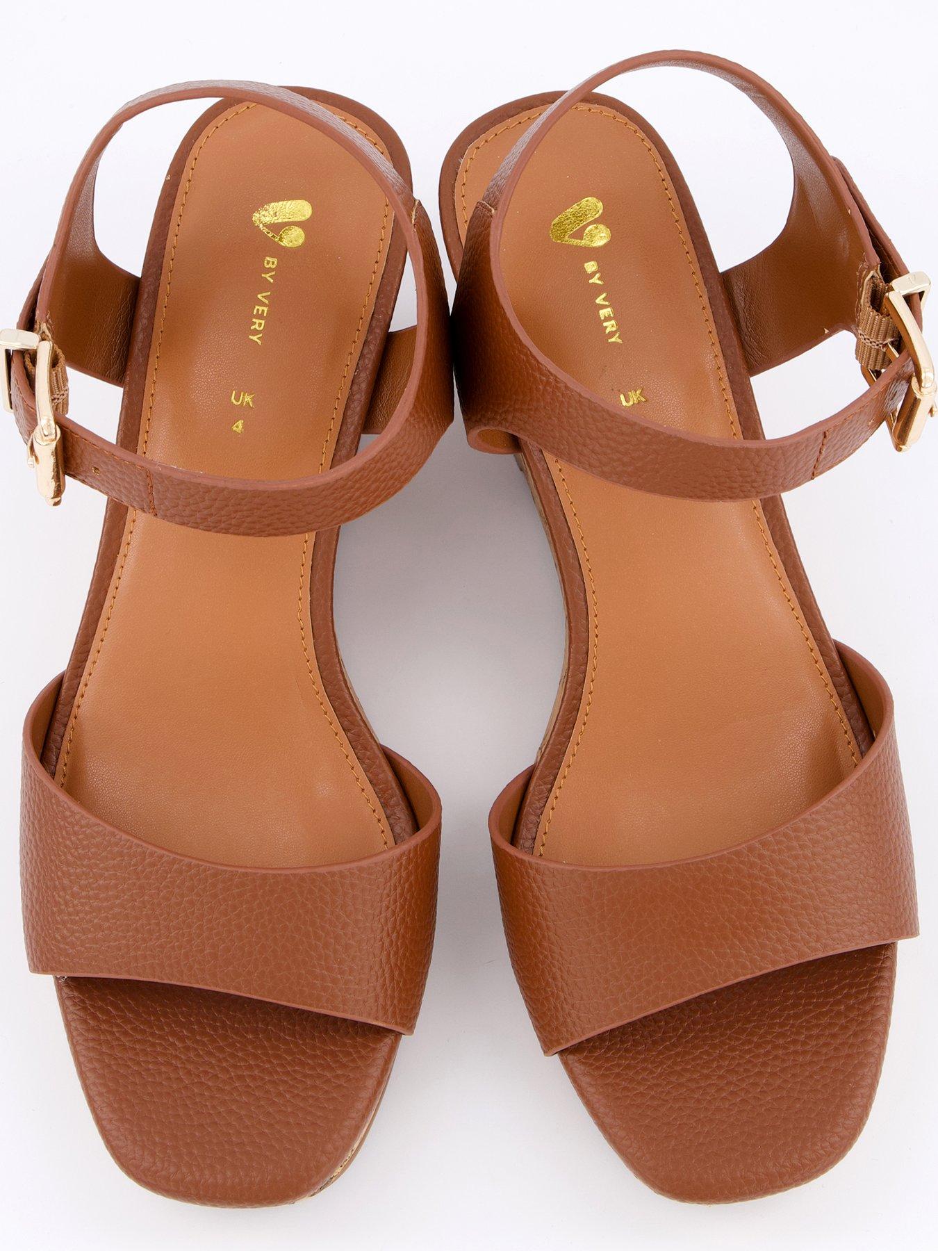  image of v-by-very-mid-wedge-sandals-brown-tan