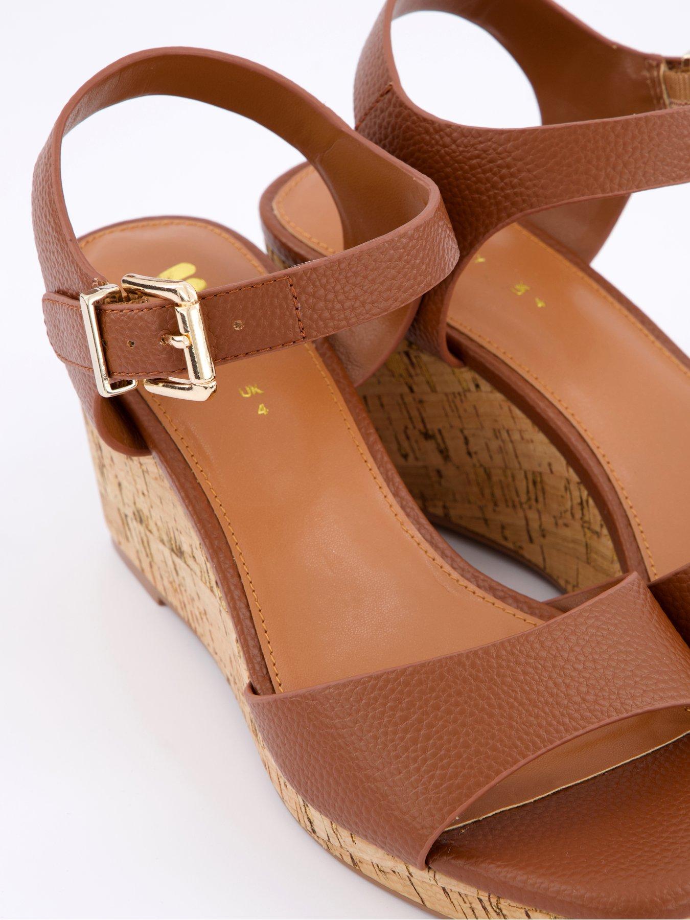  image of v-by-very-mid-wedge-sandals-brown-tan