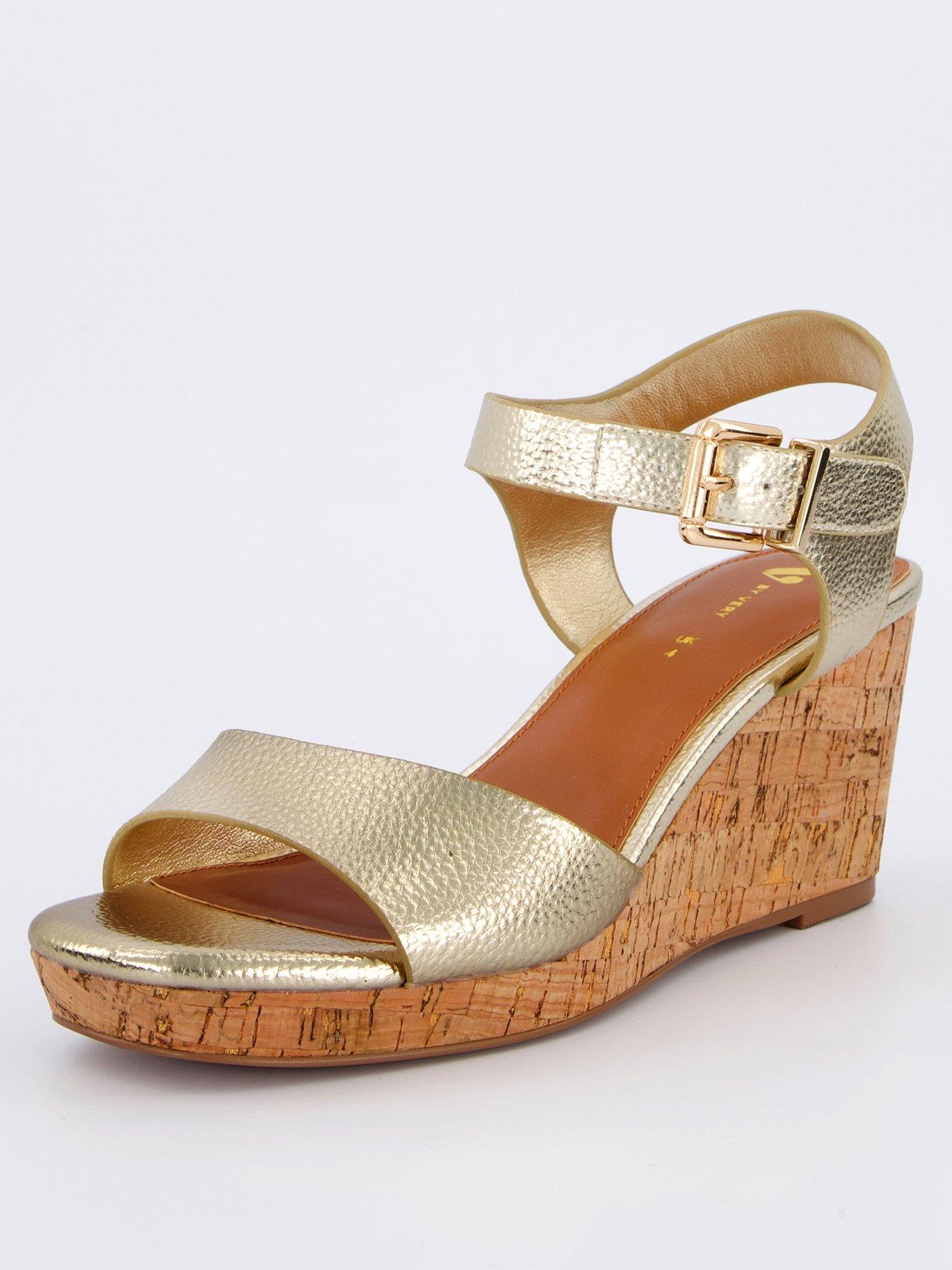  image of v-by-very-midi-wedge-sandals-gold