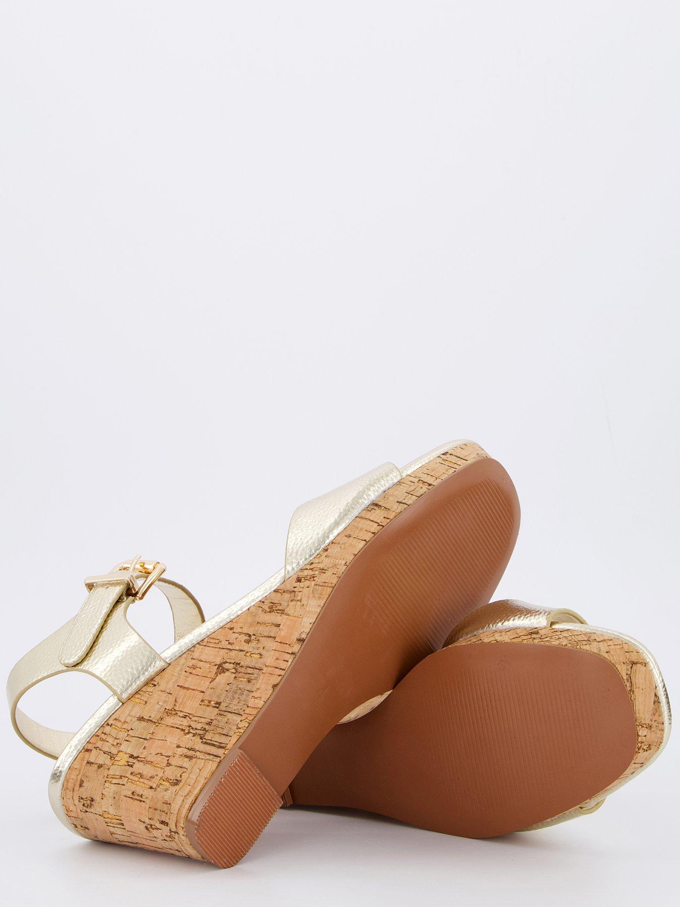  image of v-by-very-midi-wedge-sandals-gold