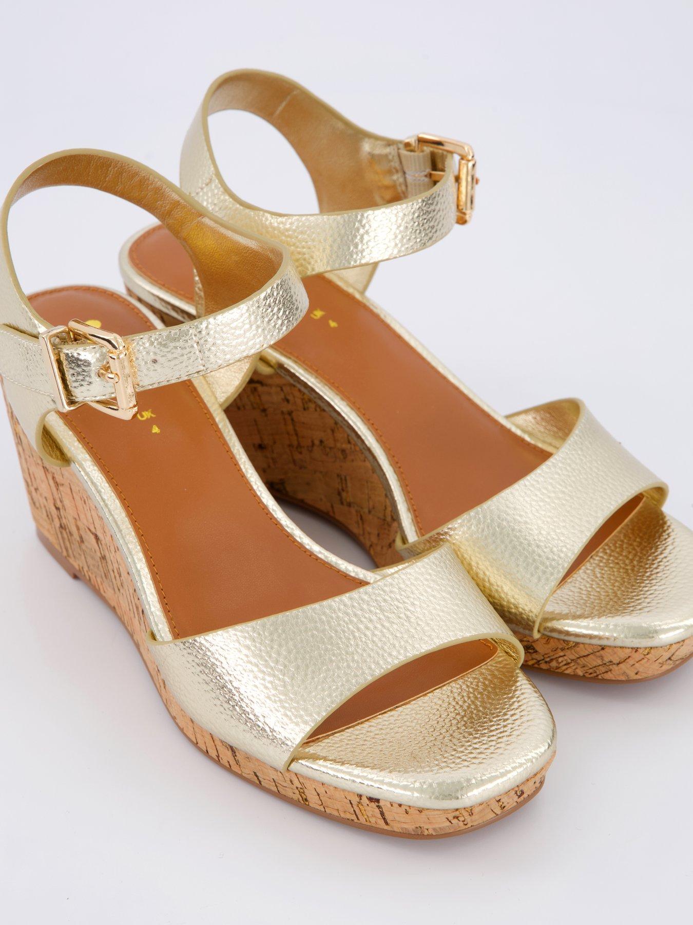  image of v-by-very-midi-wedge-sandals-gold