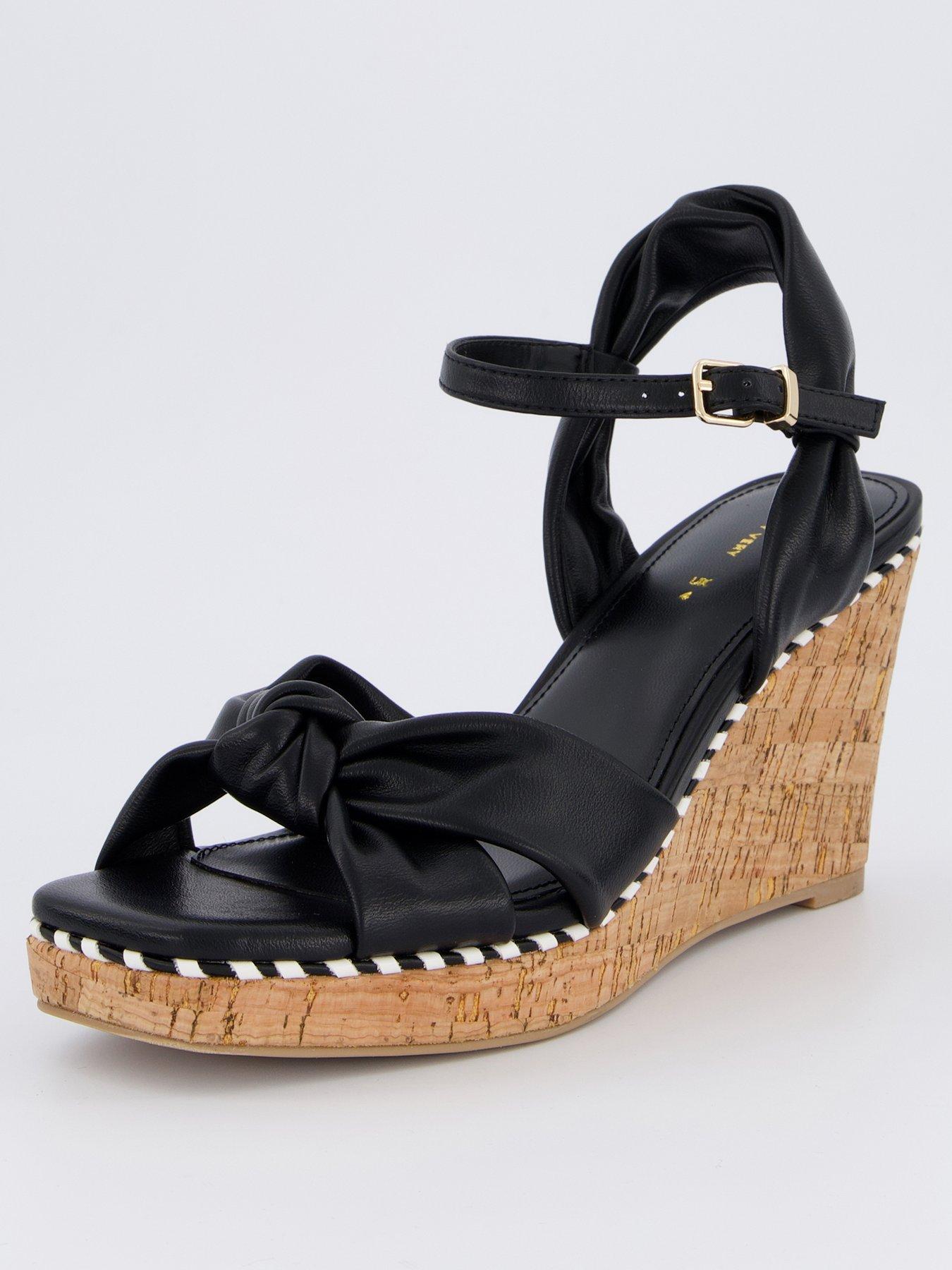  image of v-by-very-high-wedge-knot-front-sandals-black