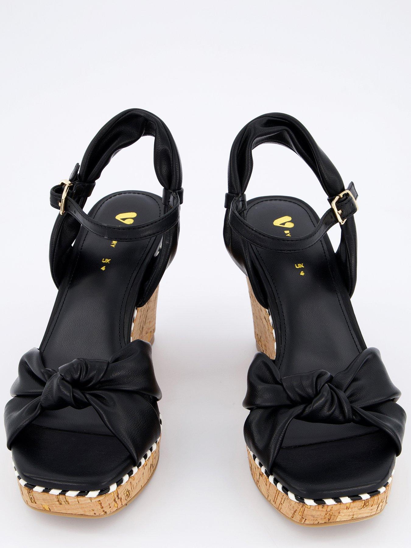  image of v-by-very-high-wedge-knot-front-sandals-black