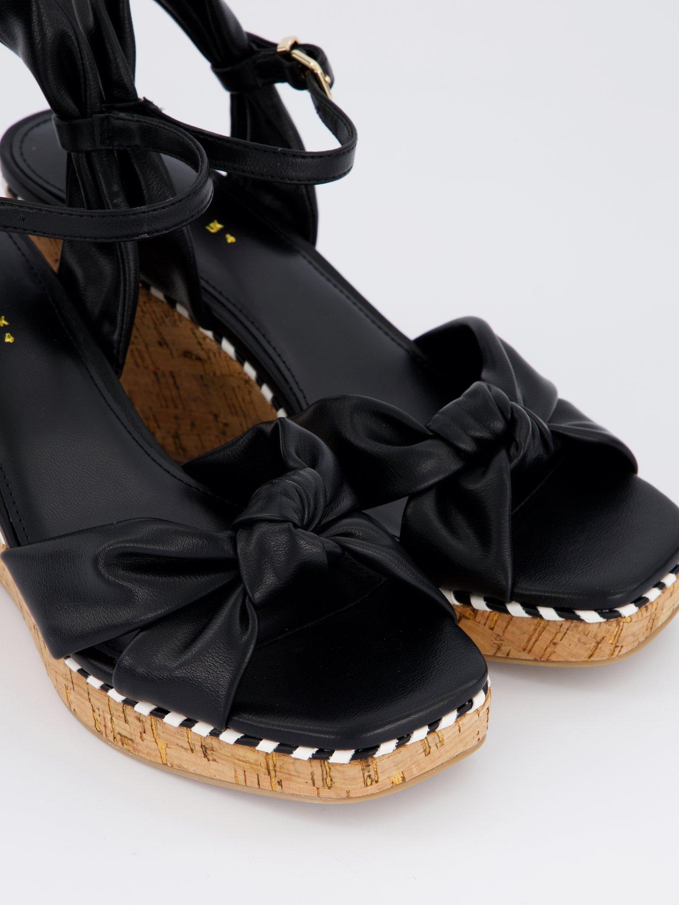  image of v-by-very-high-wedge-knot-front-sandals-black