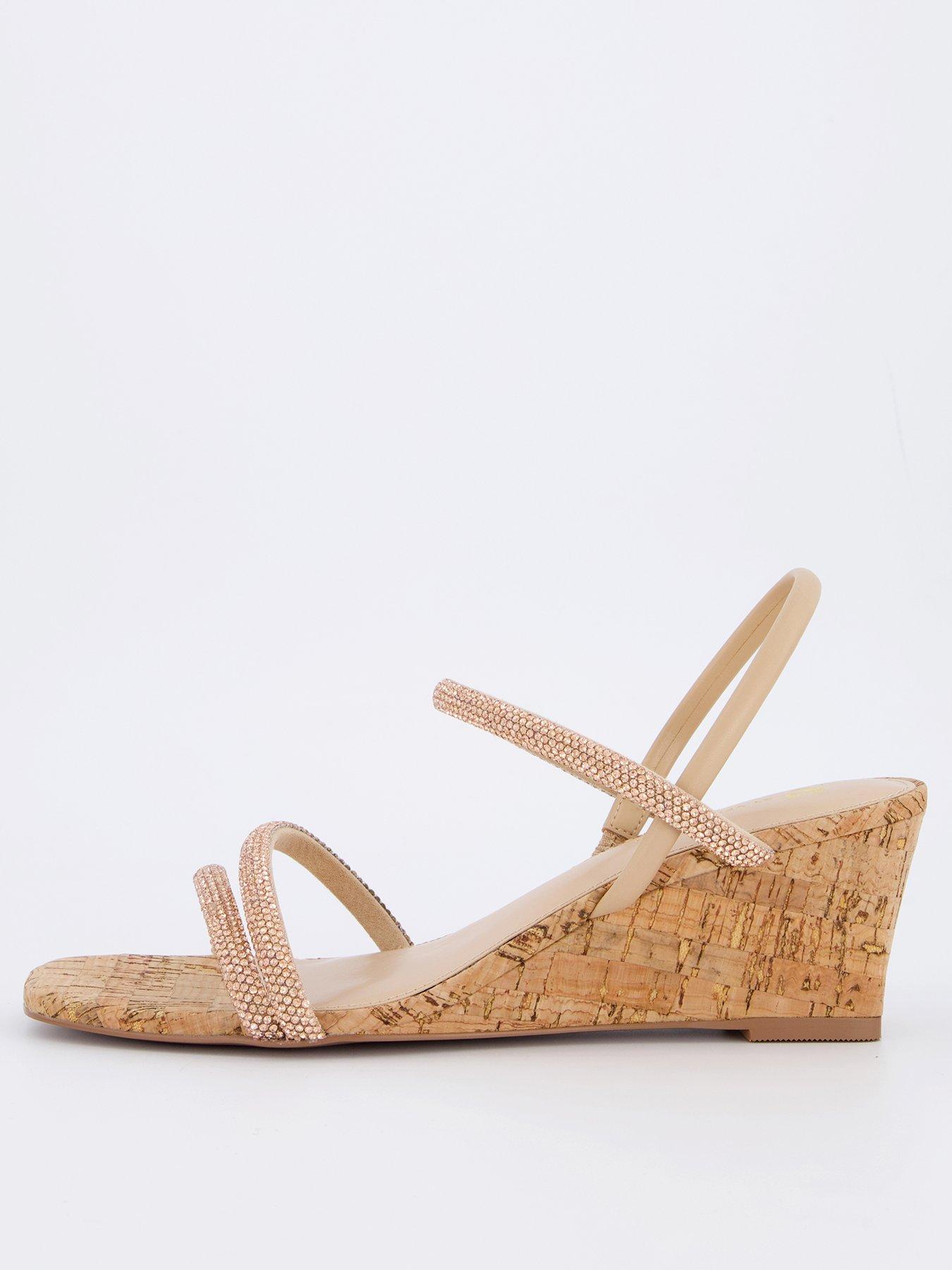 undefined Mid Wedge Strappy Sandals - Rose Gold