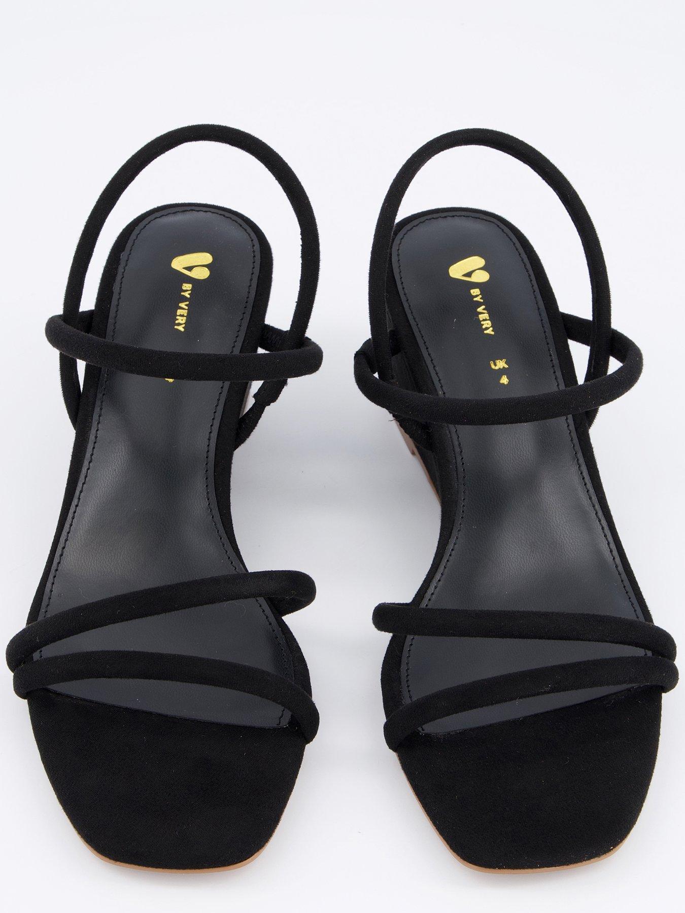  image of v-by-very-midi-wedge-strappy-sandals-black