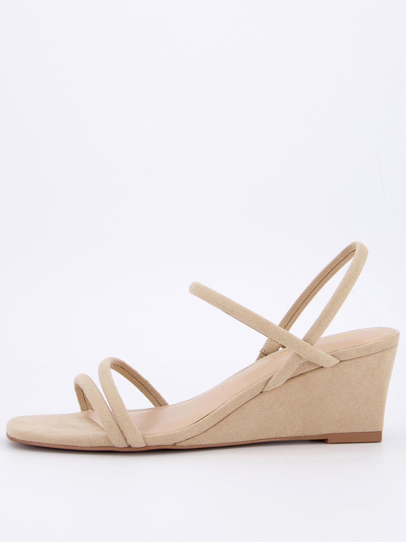undefined Mid Wedge Strappy Sandals - Nude