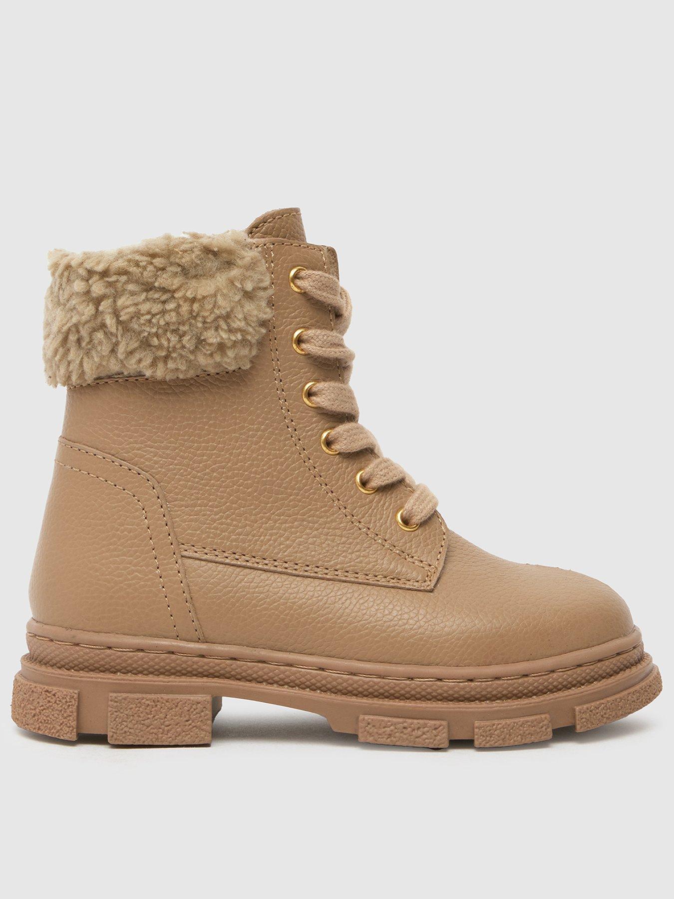  image of schuh-charley-leather-fur-lace-up-toddler-boots-beige