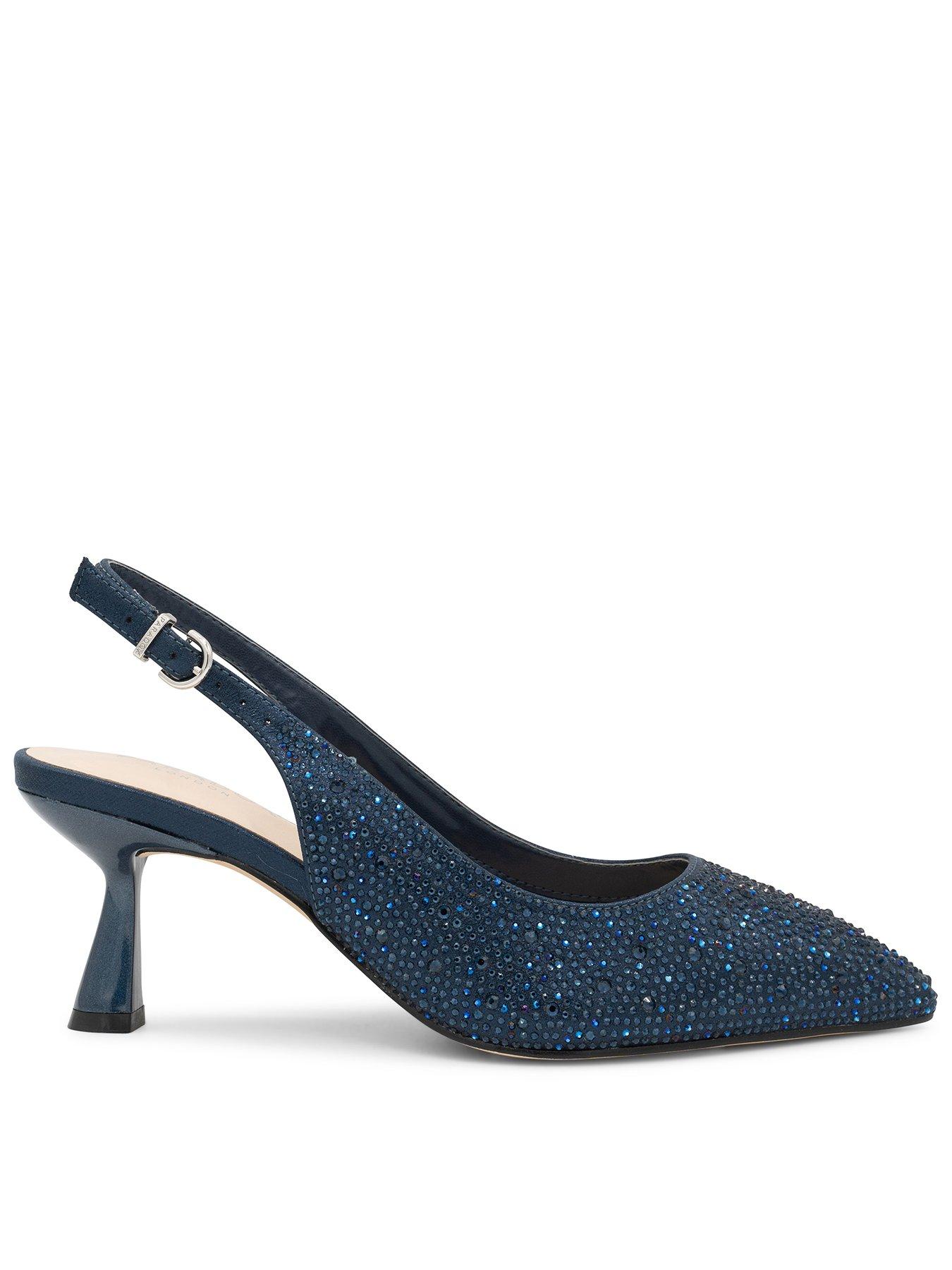 front image of paradox-london-fiora-wide-fit-heeled-shoe-navy