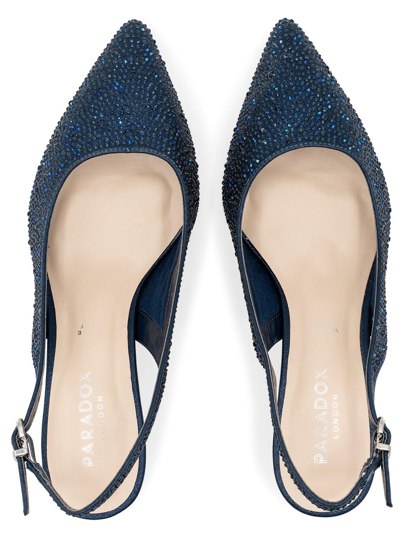  image of paradox-london-fiora-wide-fit-heeled-shoe-navy
