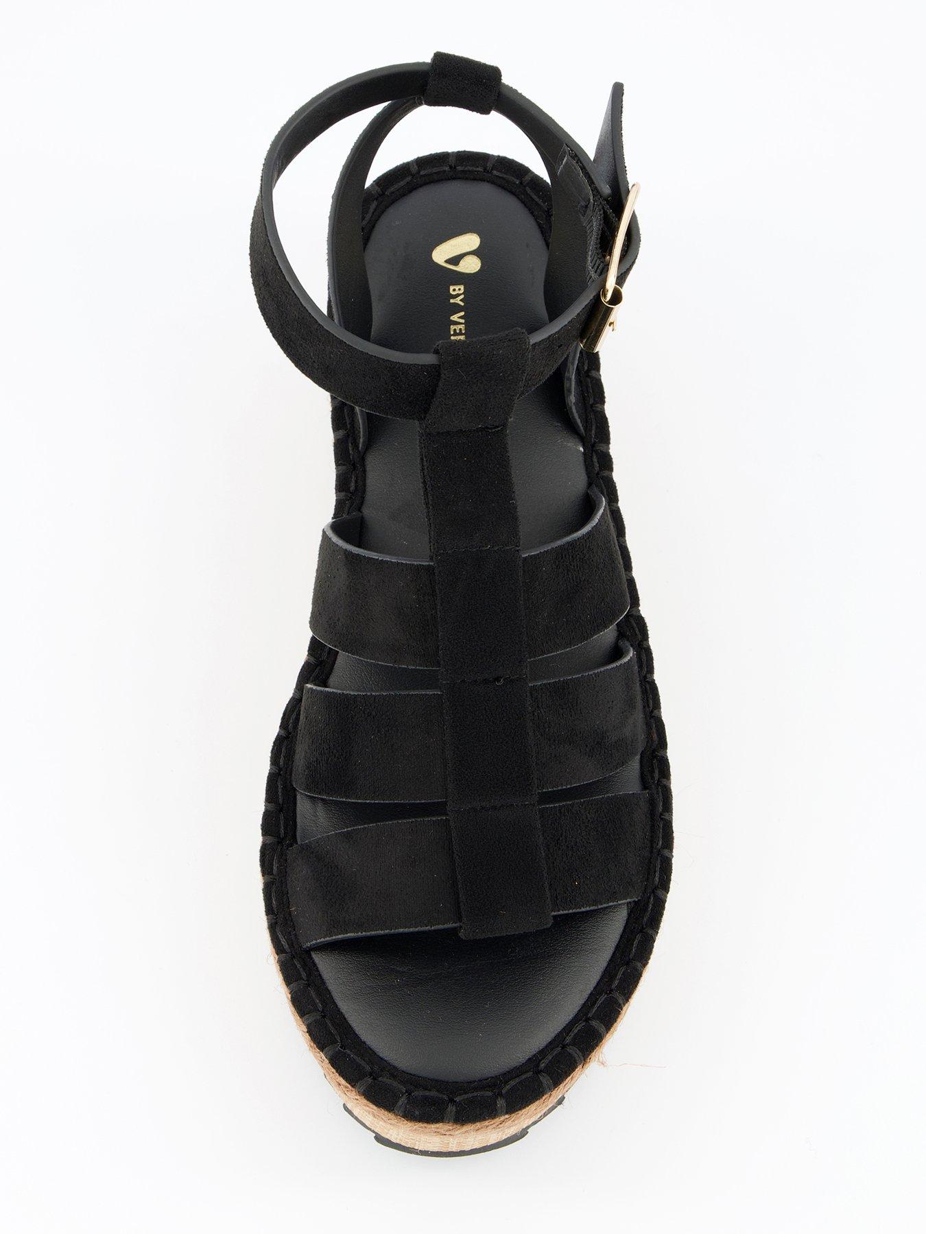  image of v-by-very-wedge-gladiator-sandal-black