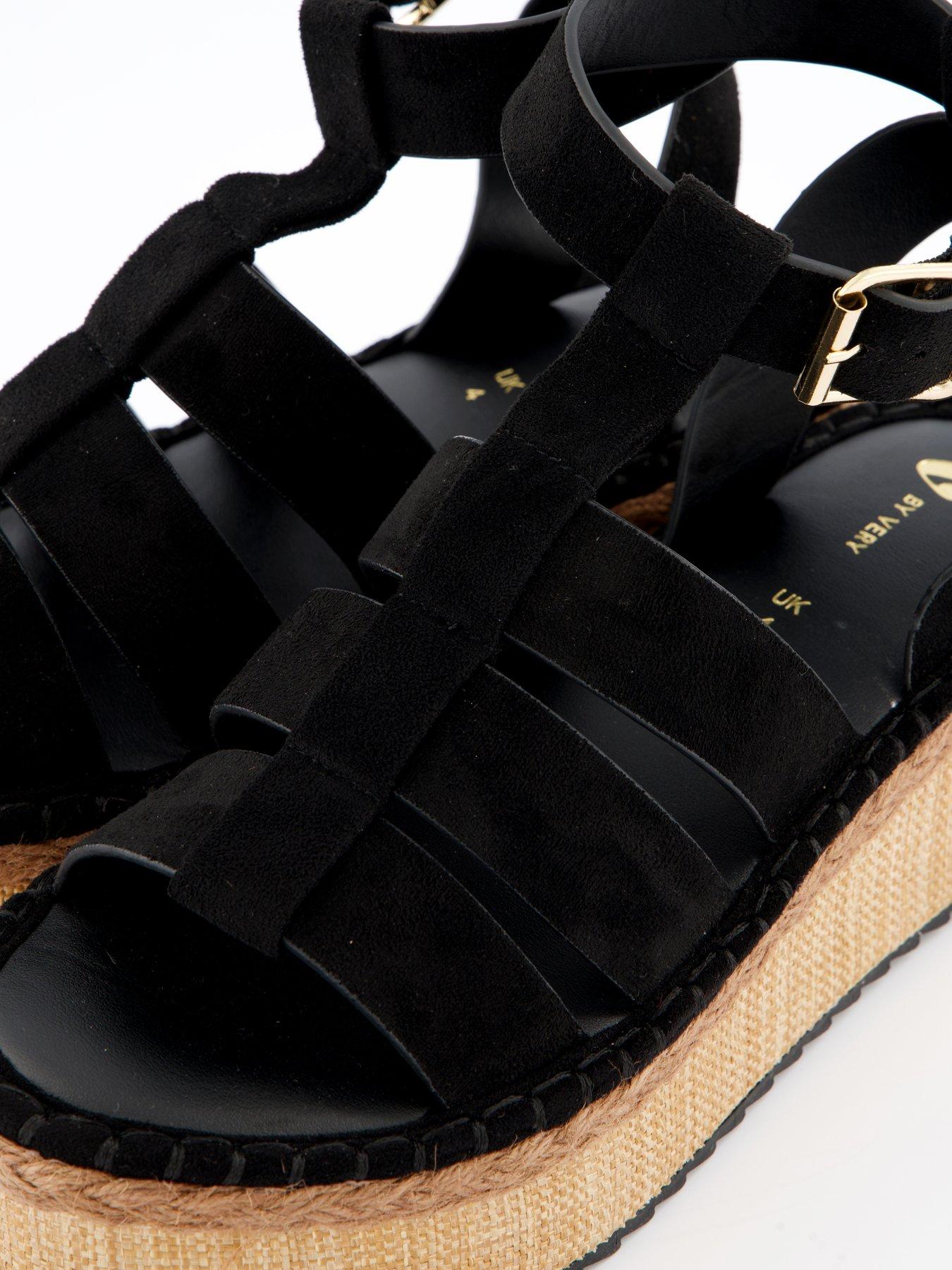  image of v-by-very-wedge-gladiator-sandal-black