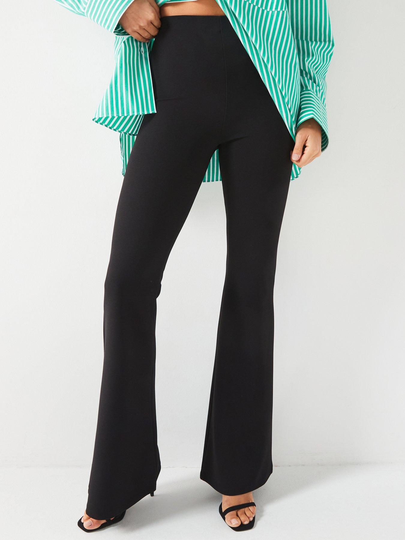 undefined Flare High Waisted Trousers - Black