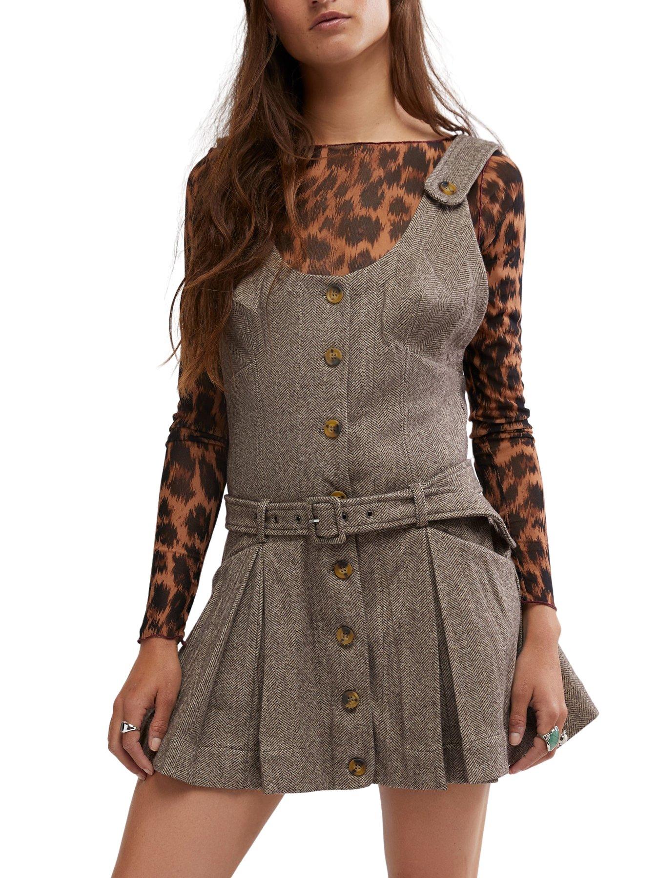 undefined Belong Together Mini Pinafore Dress - Brown