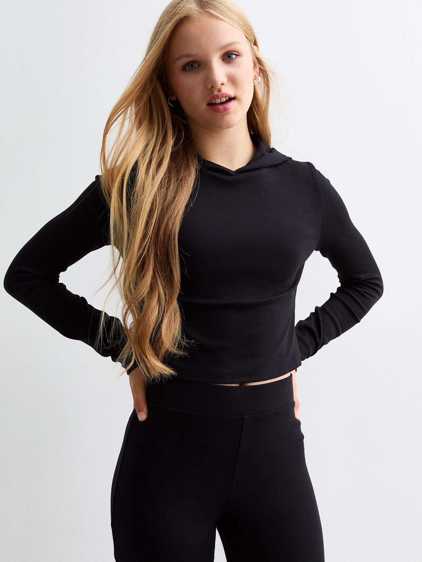 undefined Girls Long Sleeve Hoodie - Black