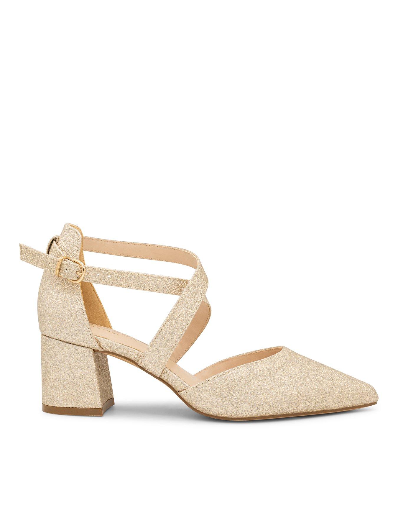 Paradox London Farrah Wide Fit Heeled Shoe - Gold
