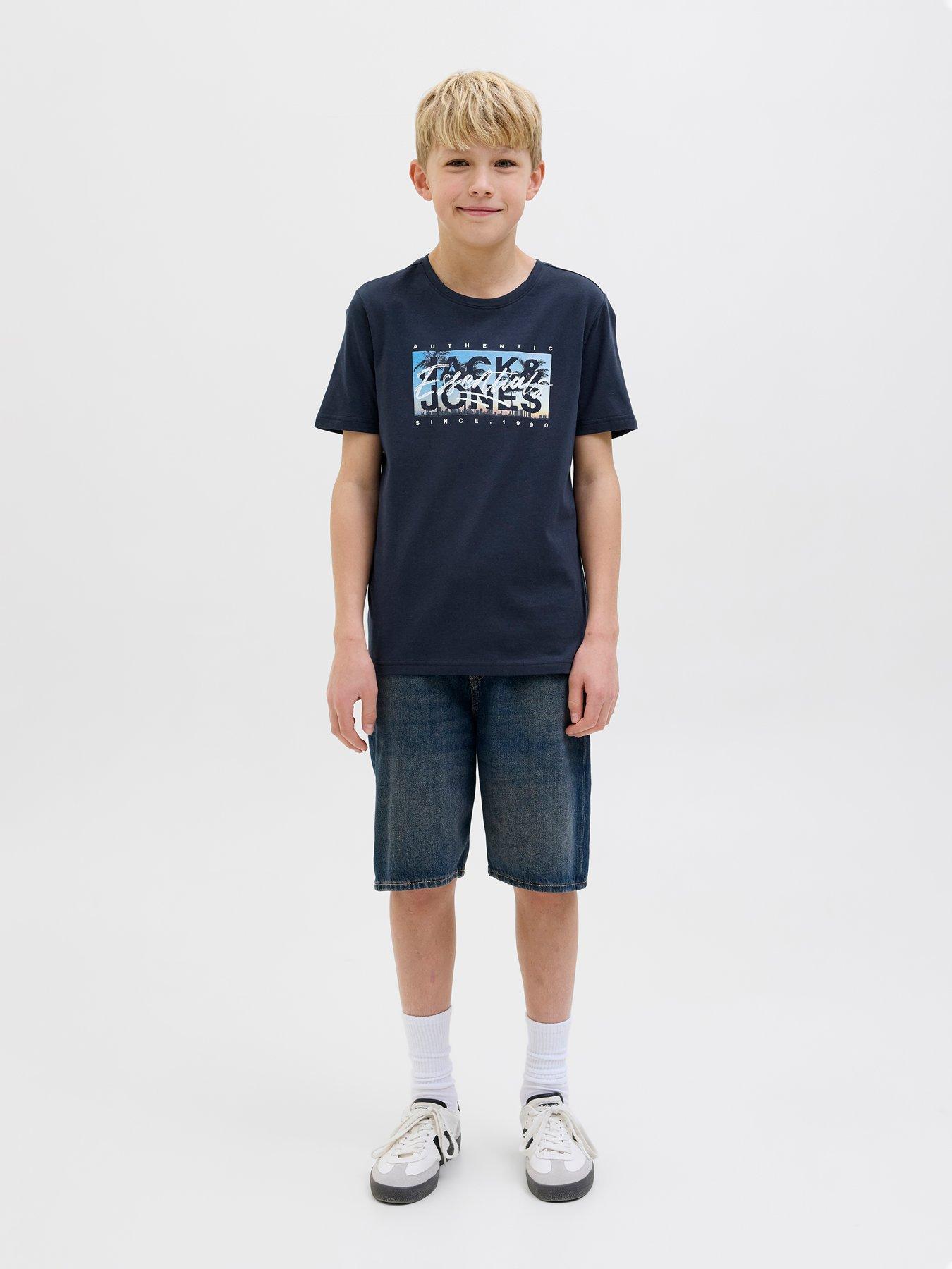 Image 2 of 5 of Jack & Jones Junior Boys Colton Photoprint Short Sleeve T-Shirt - Sky Captain
